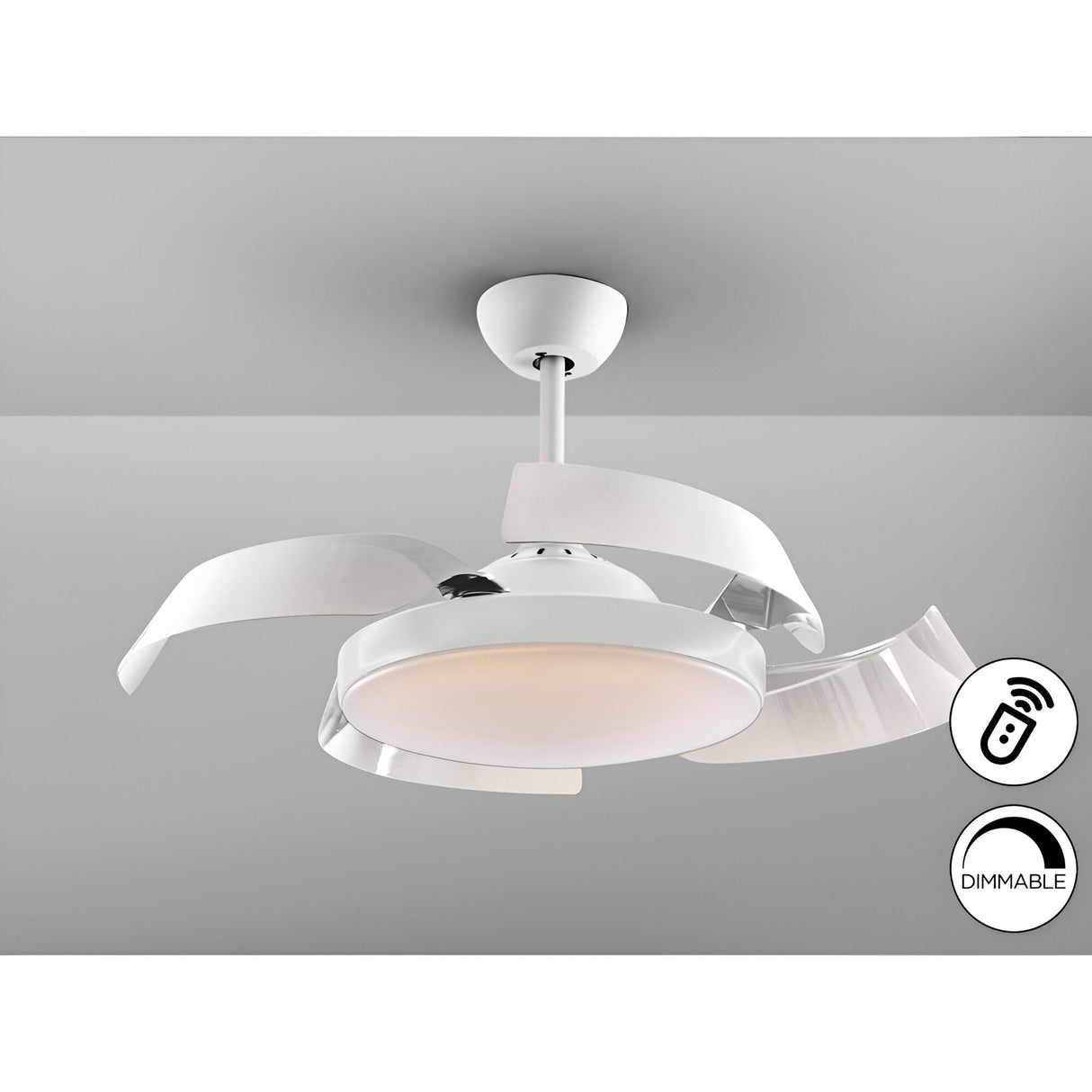 Enzo CCT Dimmable LED Ceiling Fan Light - White