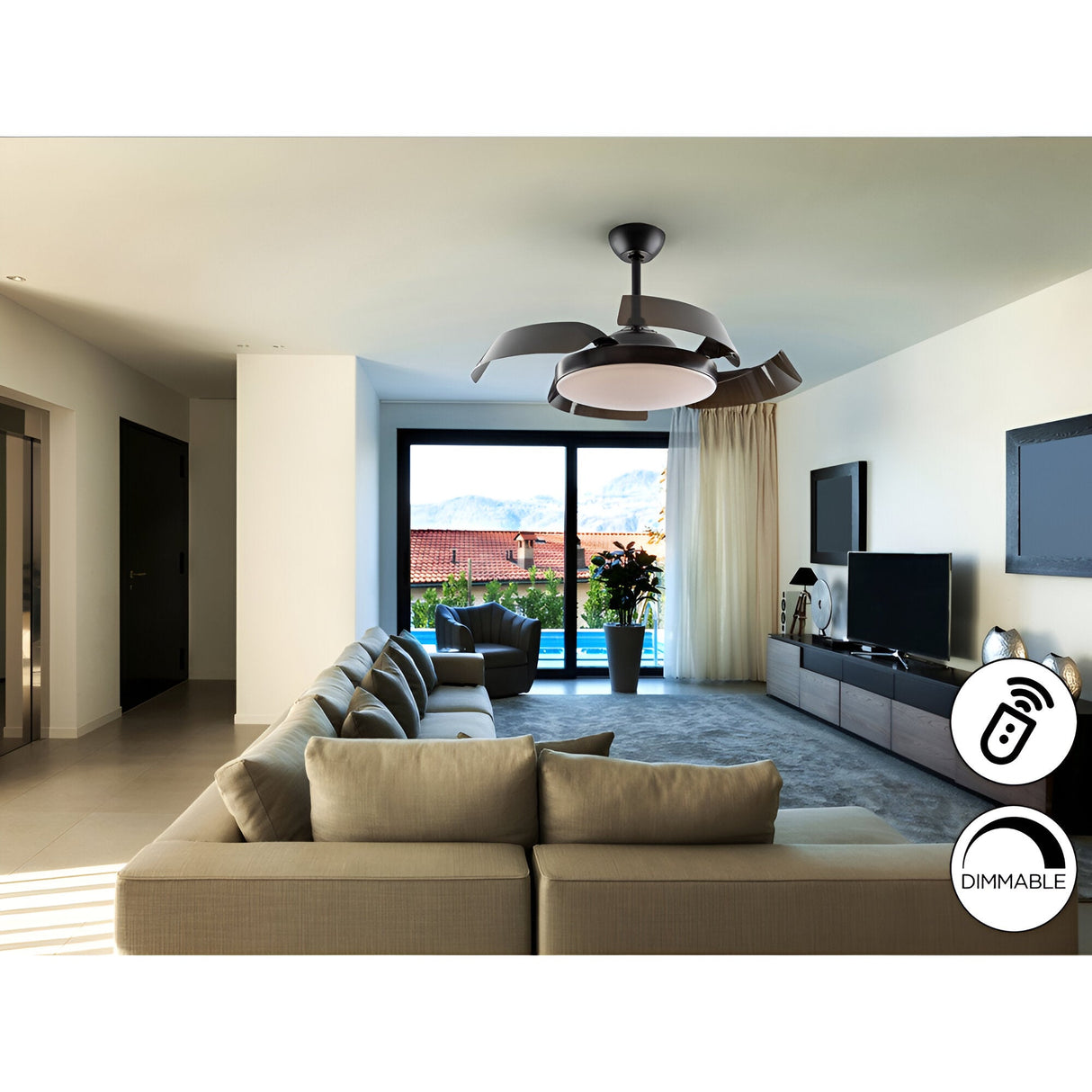 Enzo CCT Dimmable LED Ceiling Fan Light - Black