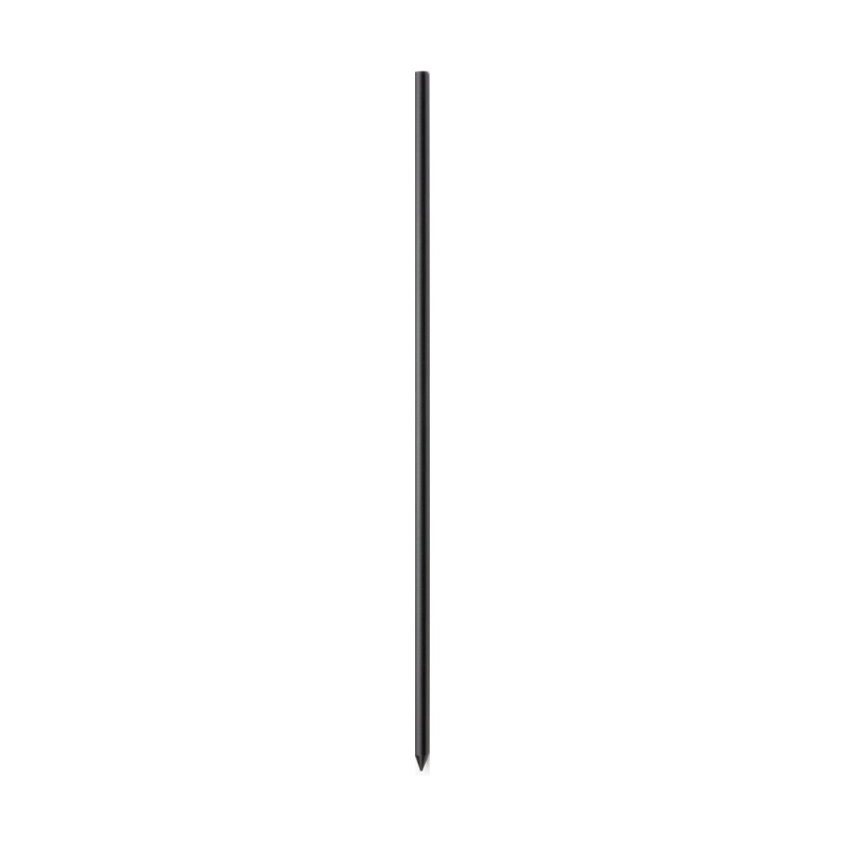 A sleek black Extension Ground Spike positioned vertically on a white background, highlighting its elegant steel finish.