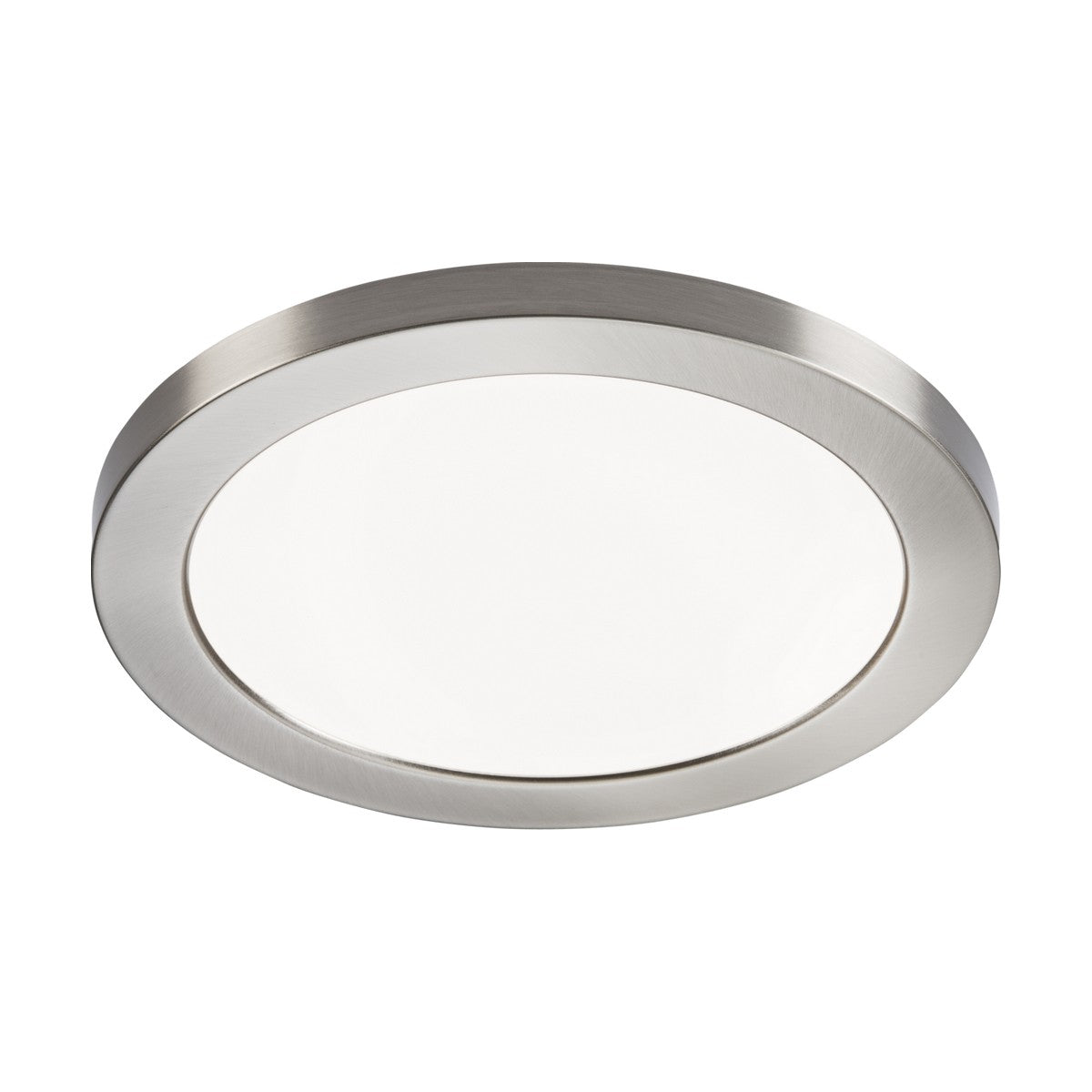 Introducing the CPL18 Brushed Chrome Bezel, a circular flush-mounted ceiling light fixture. It boasts a sleek brushed chrome outer rim and a smooth white central diffuser. Upgraded with LED panel technology, this sophisticated design provides efficient illumination for any room in your home.