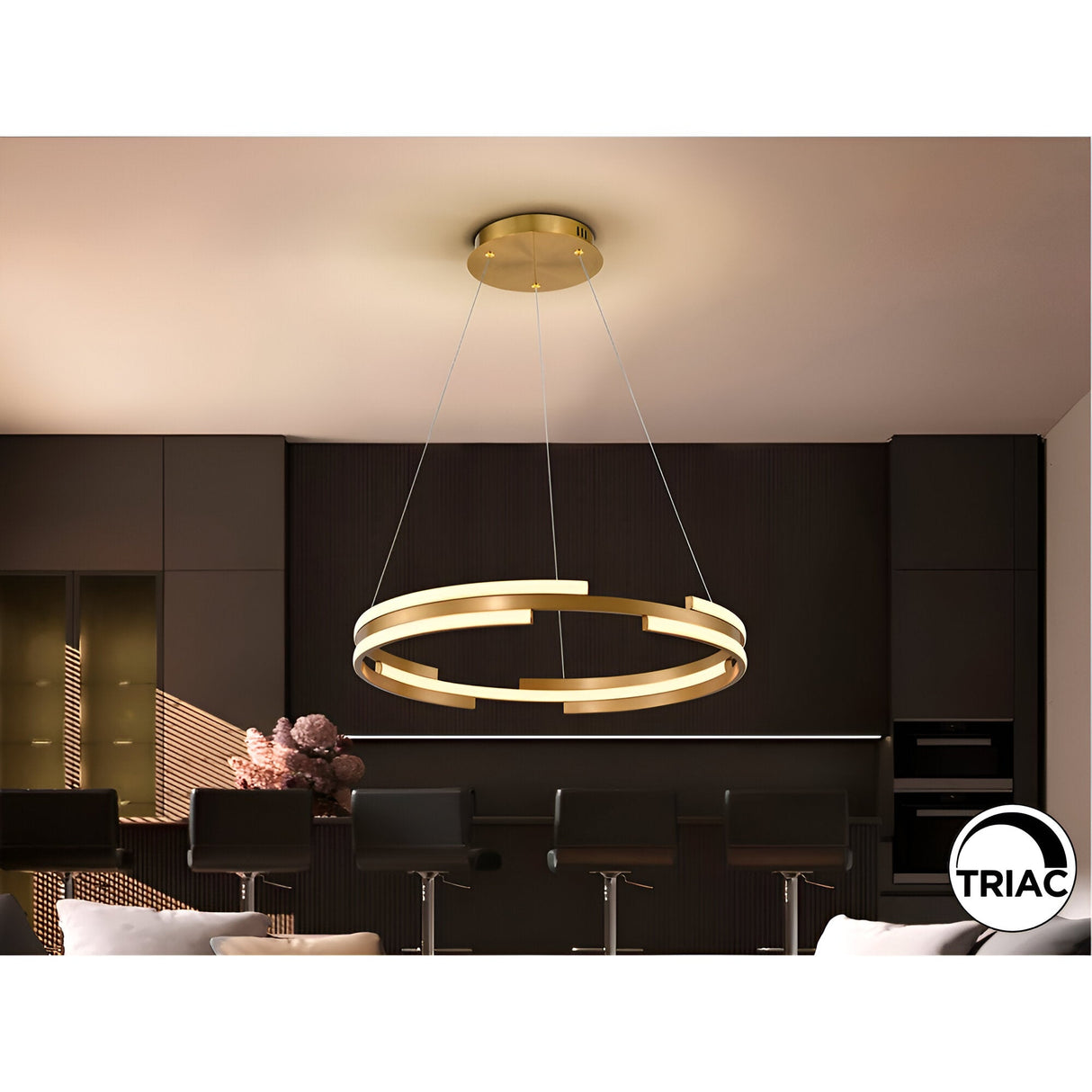 Ciclos Dimmable LED Circular Suspension Light 52W 3000K - Gold