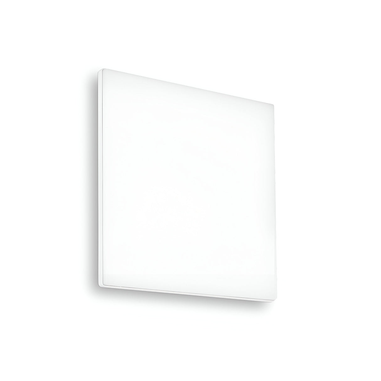 The Vibe LED Square Flush Light 4000K - White, celebrated for its energy-efficient lighting, is installed on a plain white wall, casting a soft and uniform glow. Its minimalist design delivers a modern and clean aesthetic.