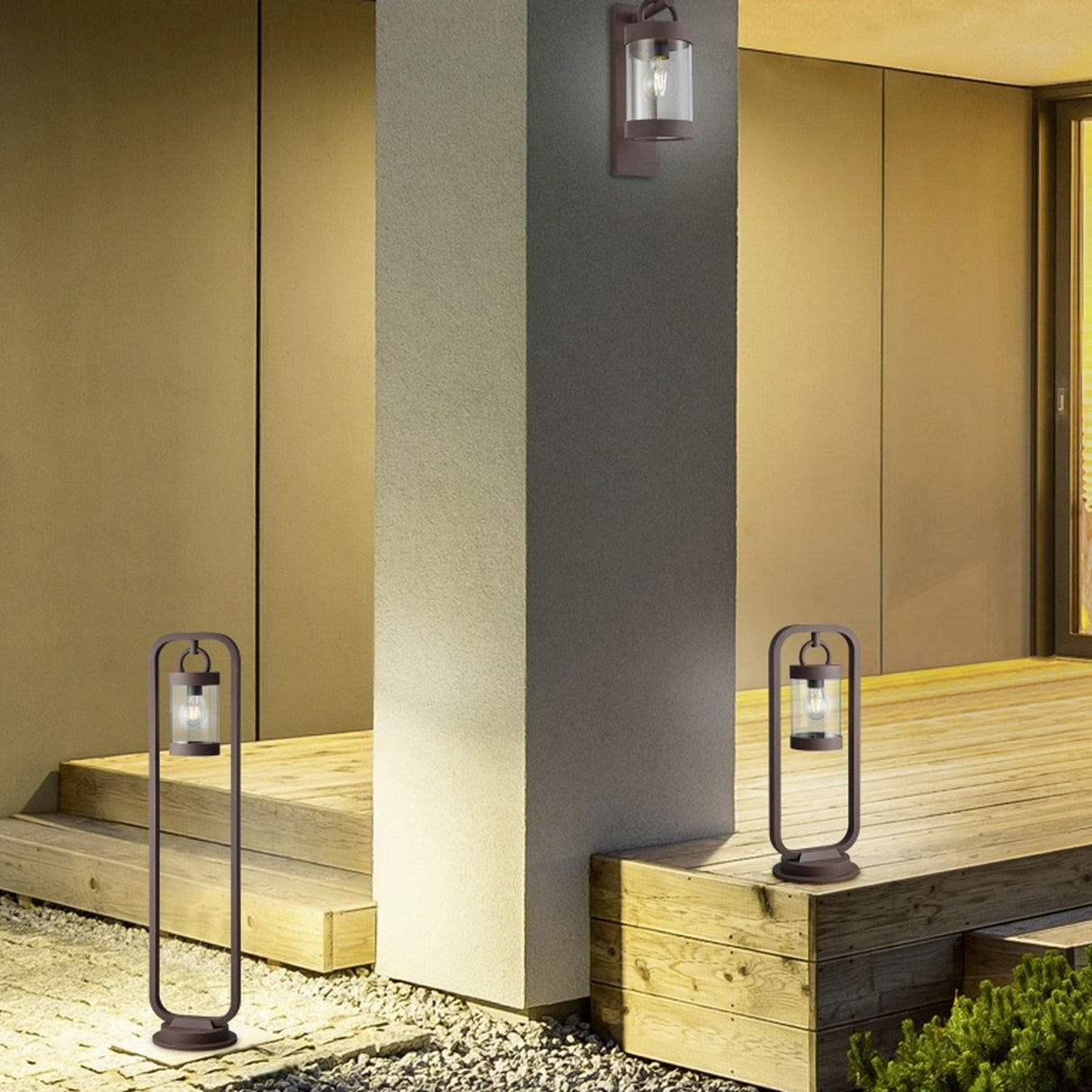 Sambesi Lantern Outdoor Wall Light – Rust