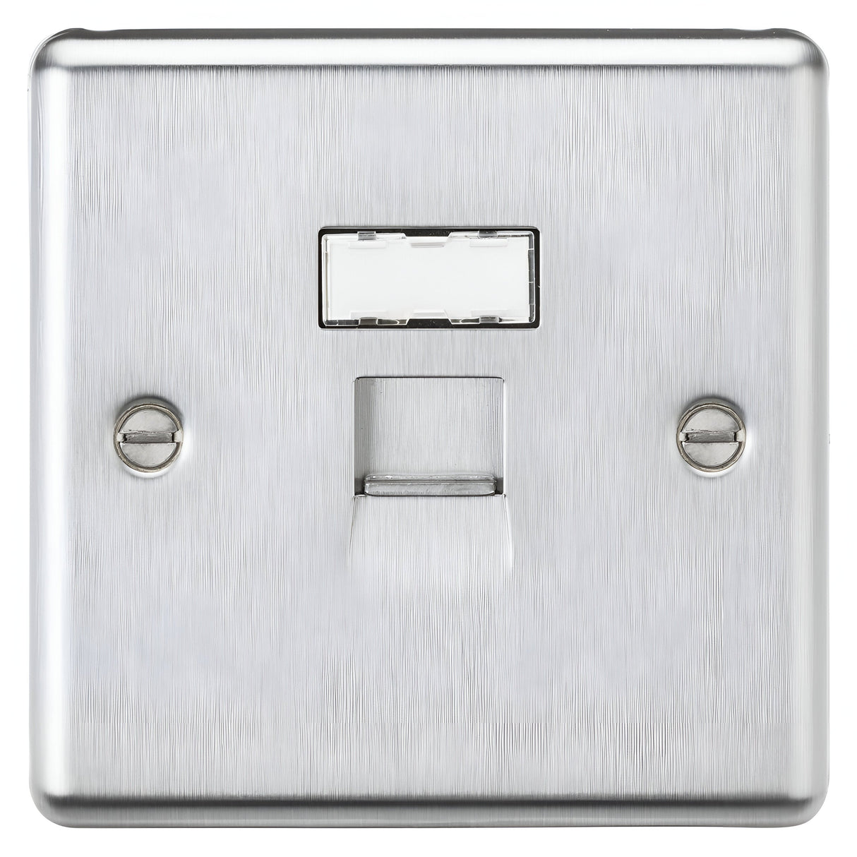 UTP CAT6a RJ45 Network Outlet - Brushed Chrome