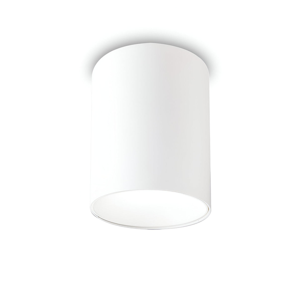 The Lucent LED Round Downlight 25W 3000K - White, 8cm is a cylindrical ceiling light fixture with a minimalist appearance and modern design. It mounts directly to the ceiling and features a smooth surface with an open bottom, offering energy-efficient downward lighting.