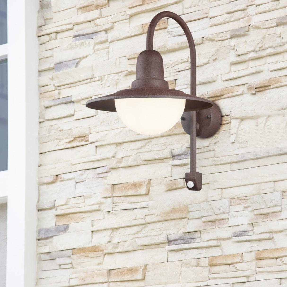 Norman Lantern PIR Outdoor Wall Light – Rust