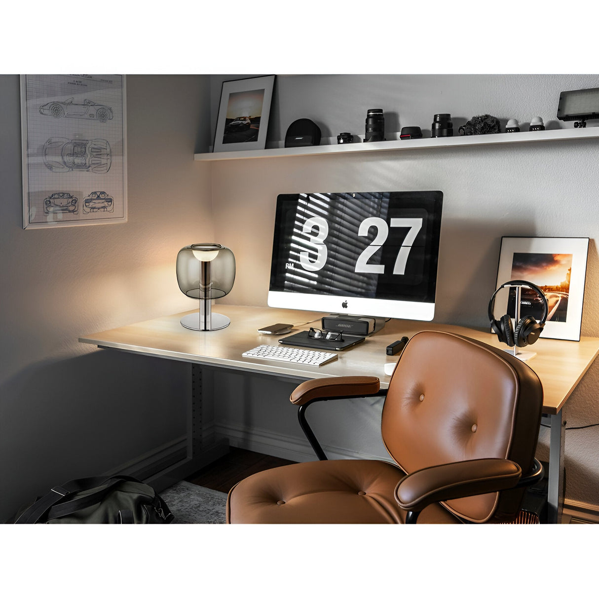 Icon LED Glass Table Lamp 5W 3000K - Chrome/Smoke