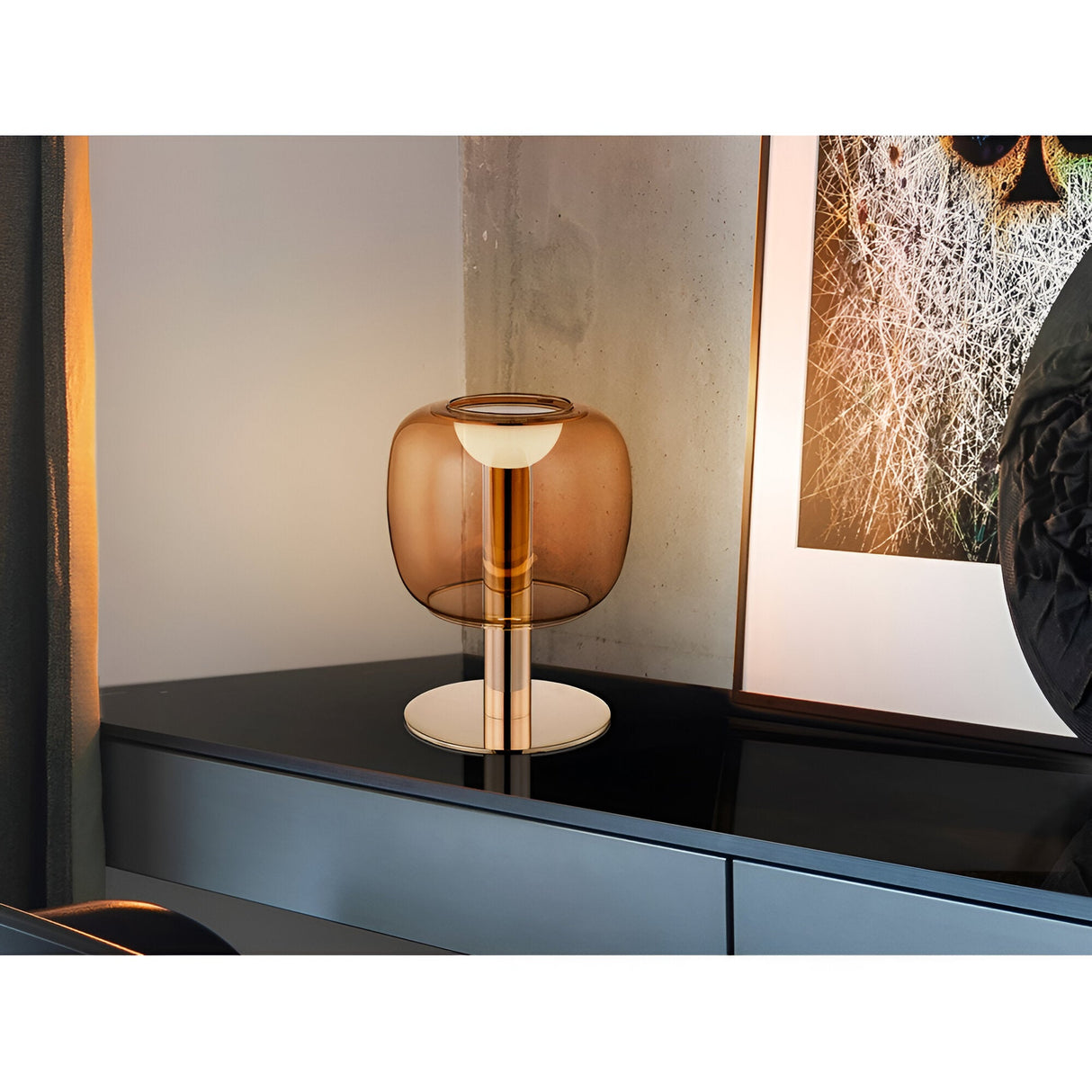 Icon LED Glass Table Lamp 5W 3000K - Amber/Gold