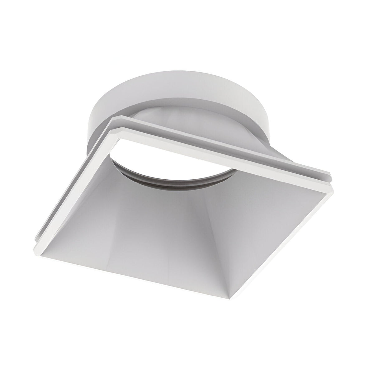 A contemporary Lumos Reflector Square Fixed Frame 65mm in white, featuring a sleek minimalist lighting design against a plain white background.