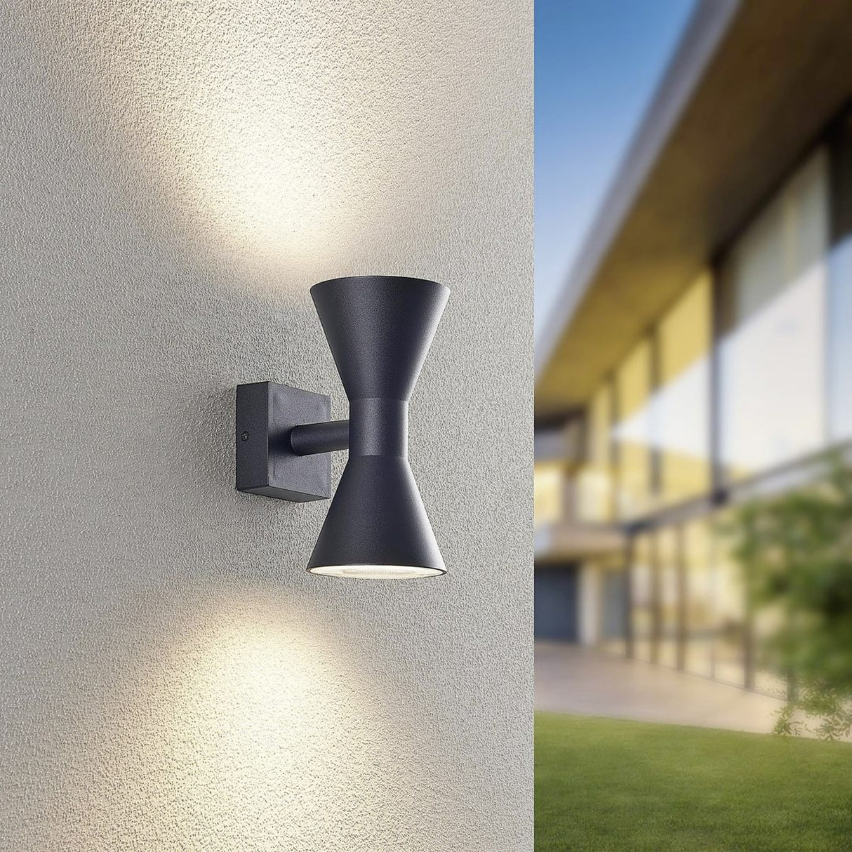 Ardas 2 Light Up Down Outdoor Wall Light – Matt Black