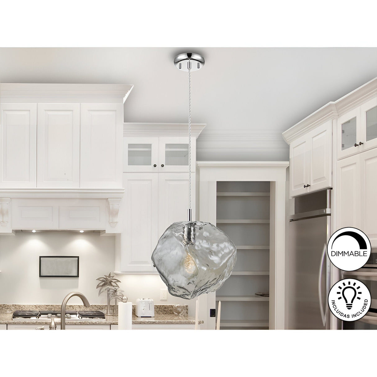 Petra 1 Light Glass Pendant - Transparent