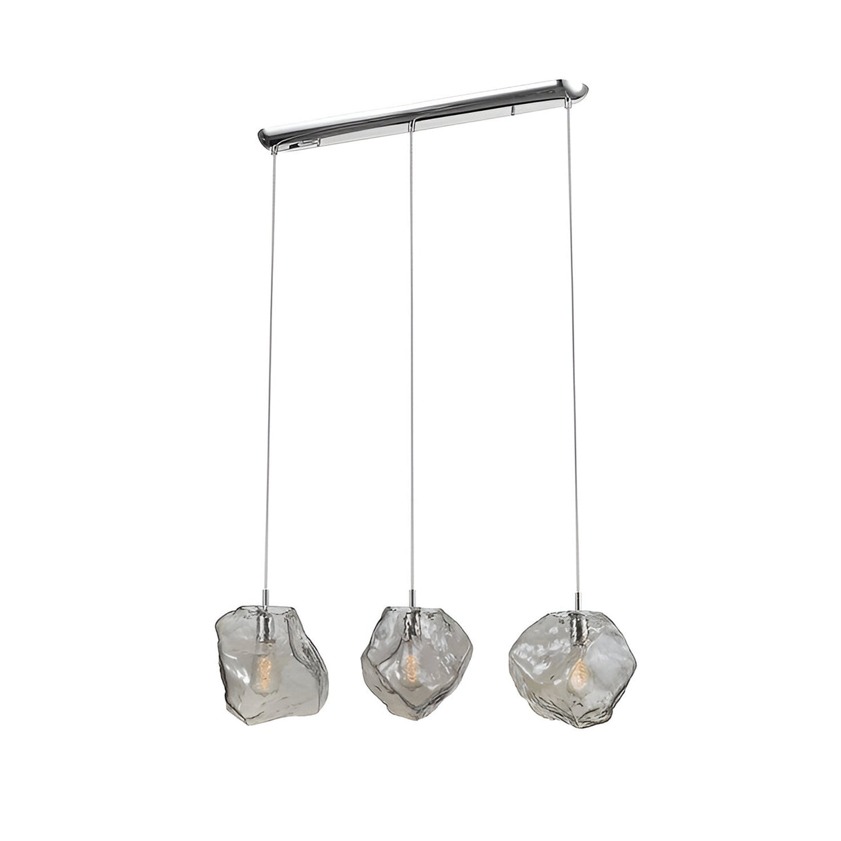 Petra 3 Light Glass Bar Pendant - Transparent