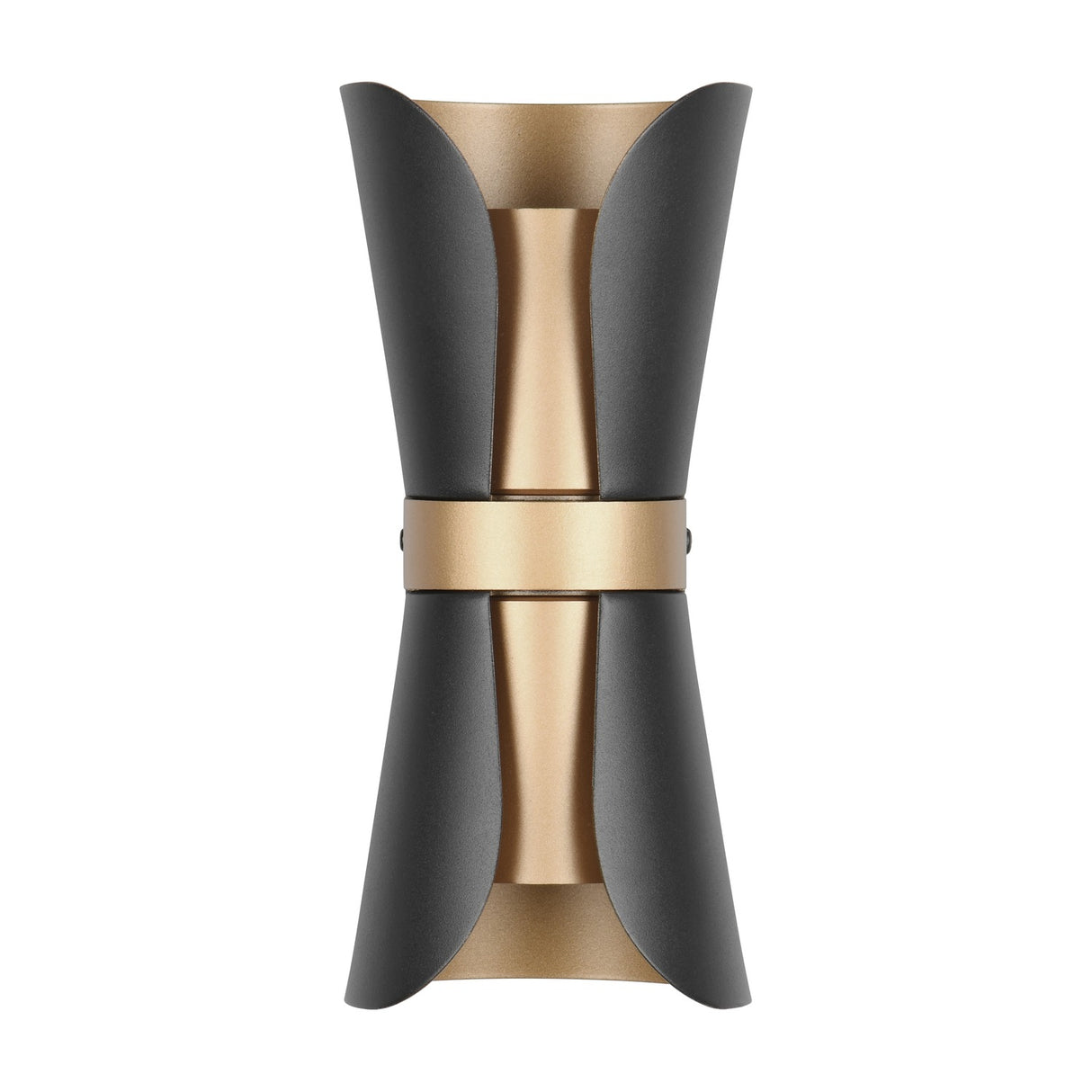 Coat 2 Light Up Down Cone Wall Light – Black & Gold