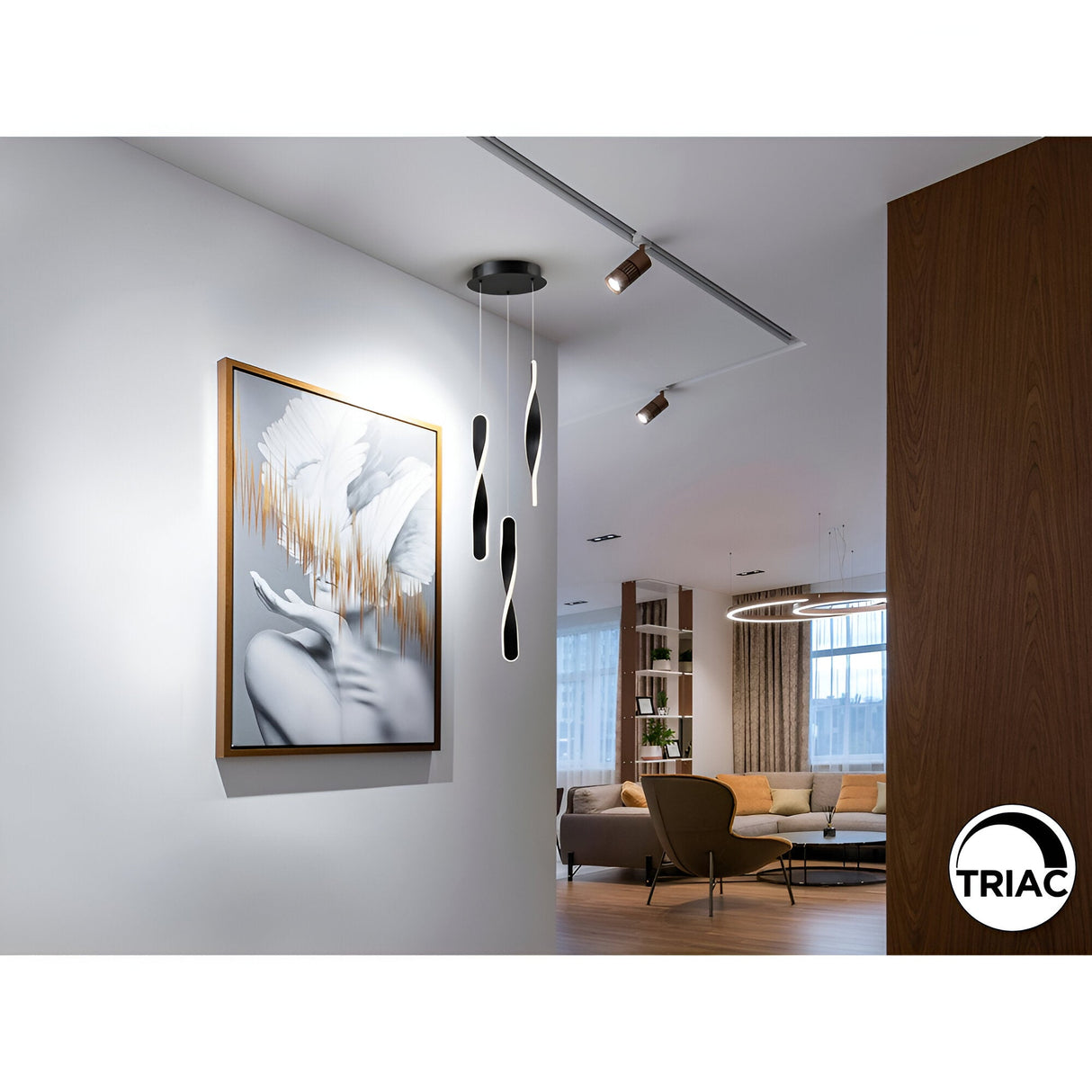 Twist 3 Light Dimmable LED Cluster Pendant Light 30W 3000K - Black