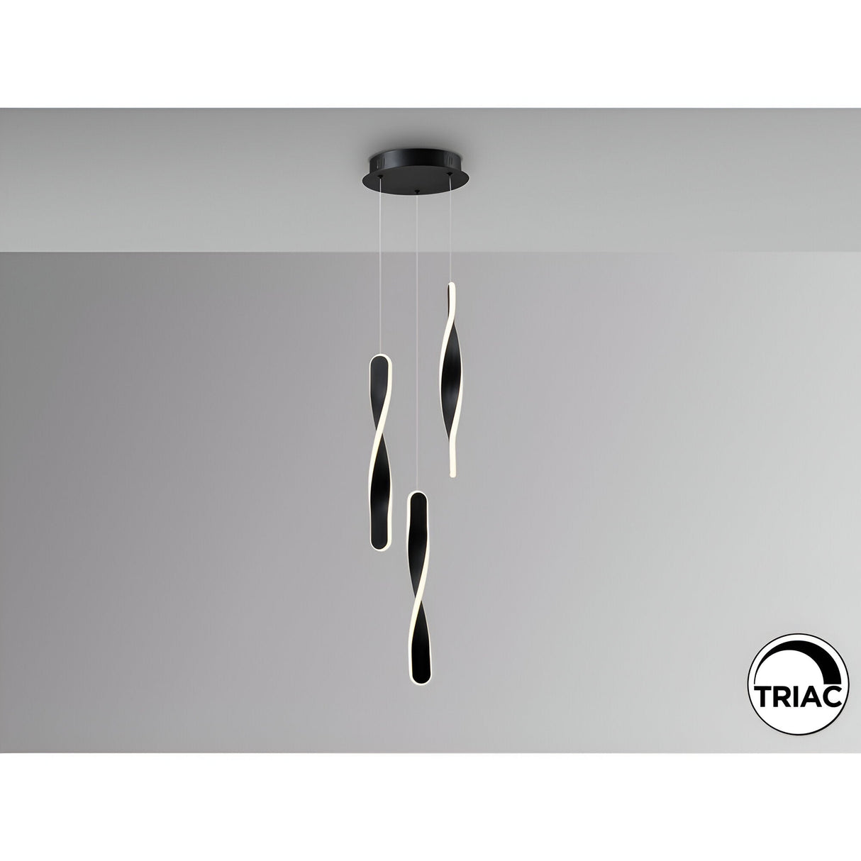 Twist 3 Light Dimmable LED Cluster Pendant Light 30W 3000K - Black