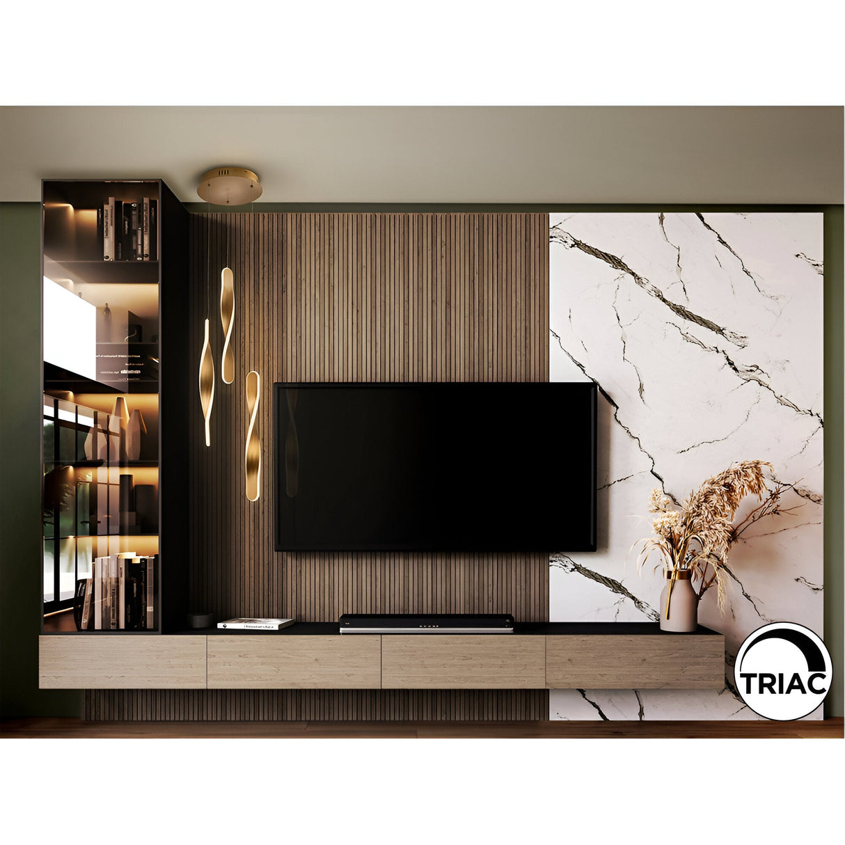 Twist 3 Light Dimmable LED Cluster Pendant Light 30W 3000K - Gold