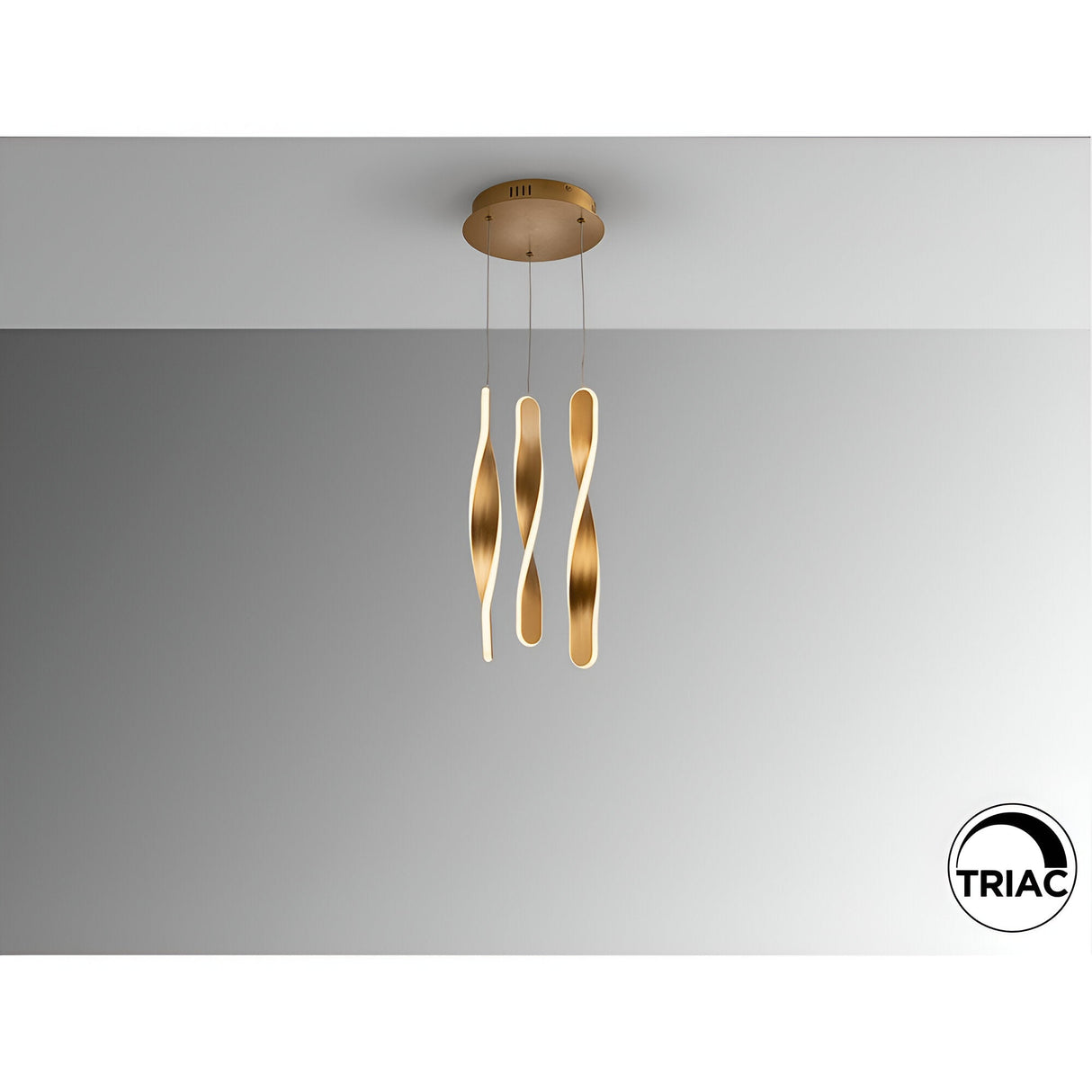 Twist 3 Light Dimmable LED Cluster Pendant Light 30W 3000K - Gold