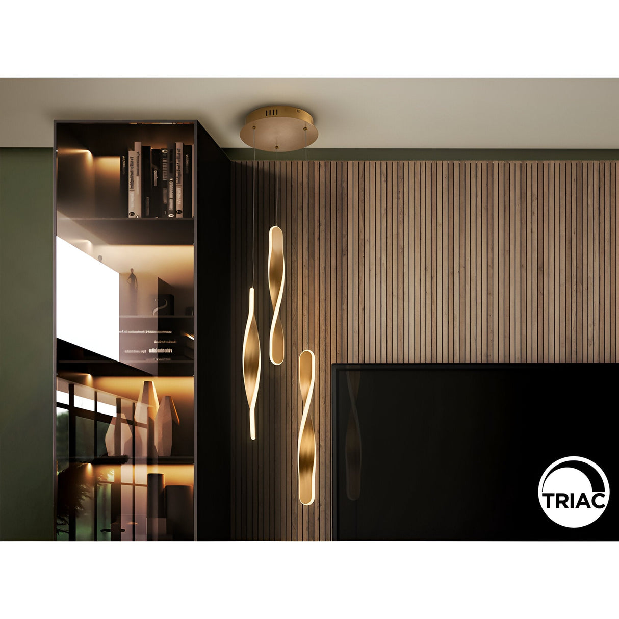 Twist 3 Light Dimmable LED Cluster Pendant Light 30W 3000K - Gold