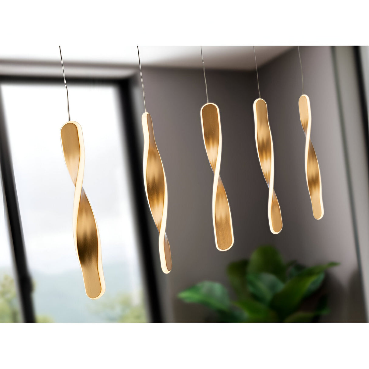 Twist 5 Light Dimmable LED Bar Pendant 50W 3000K - Gold