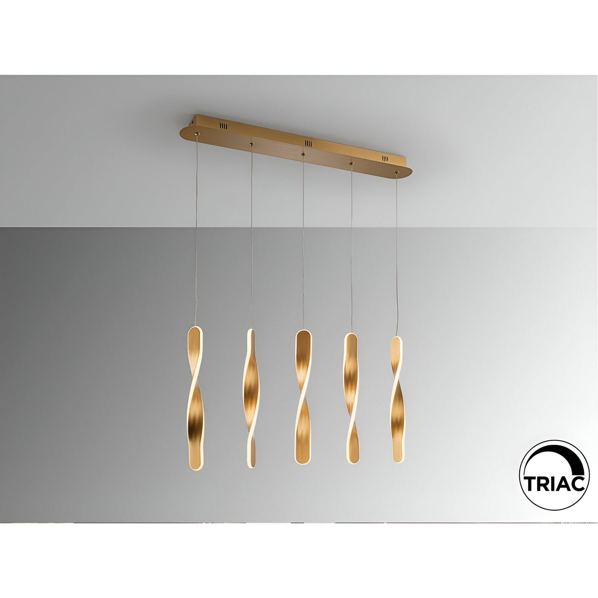 Twist 5 Light Dimmable LED Bar Pendant 50W 3000K - Gold