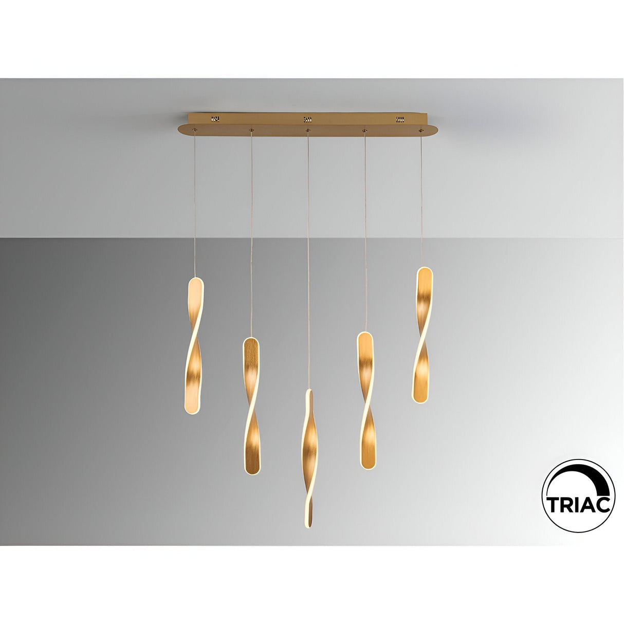 Twist 5 Light Dimmable LED Bar Pendant 50W 3000K - Gold
