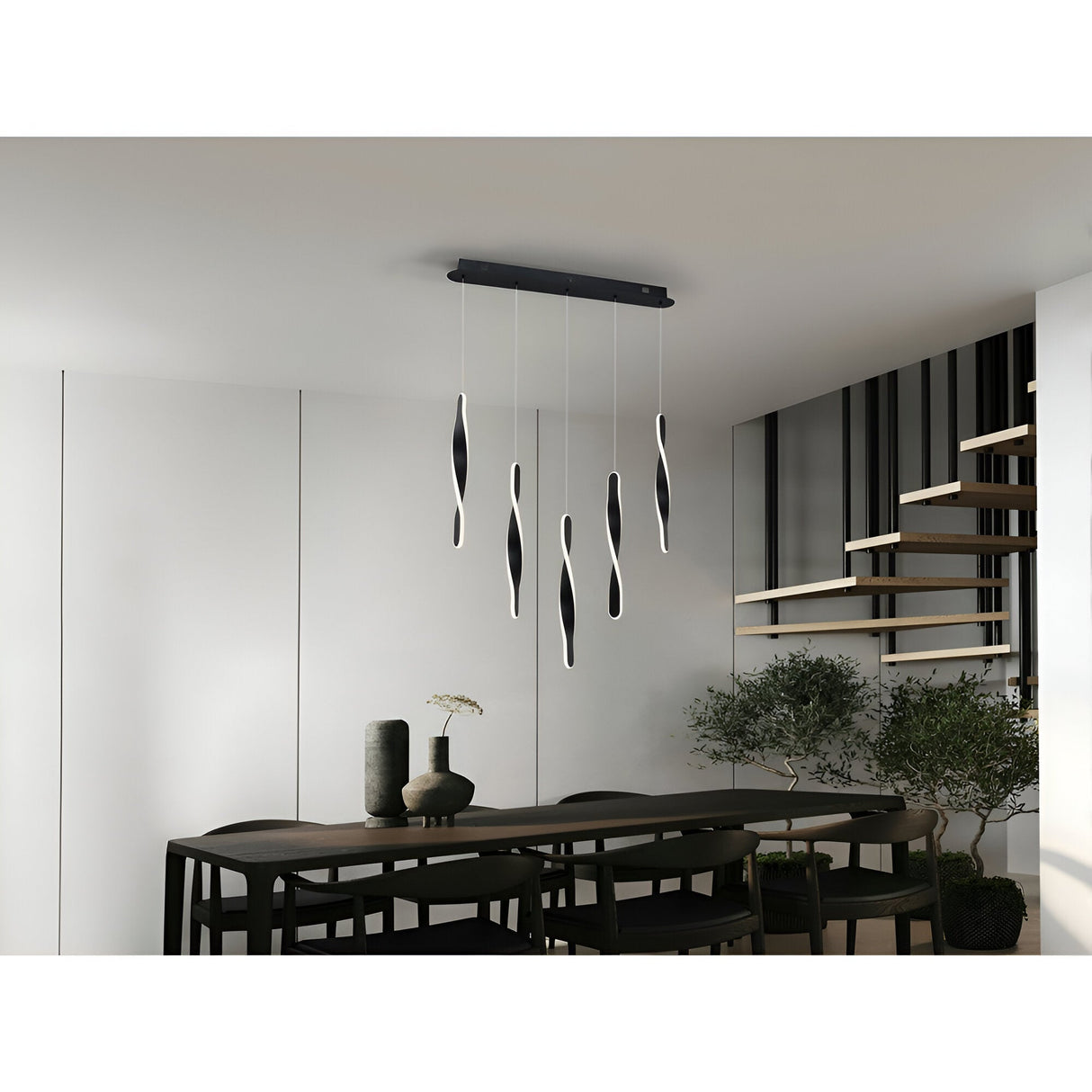 Twist 5 Light Dimmable LED Bar Pendant 50W 3000K - Black