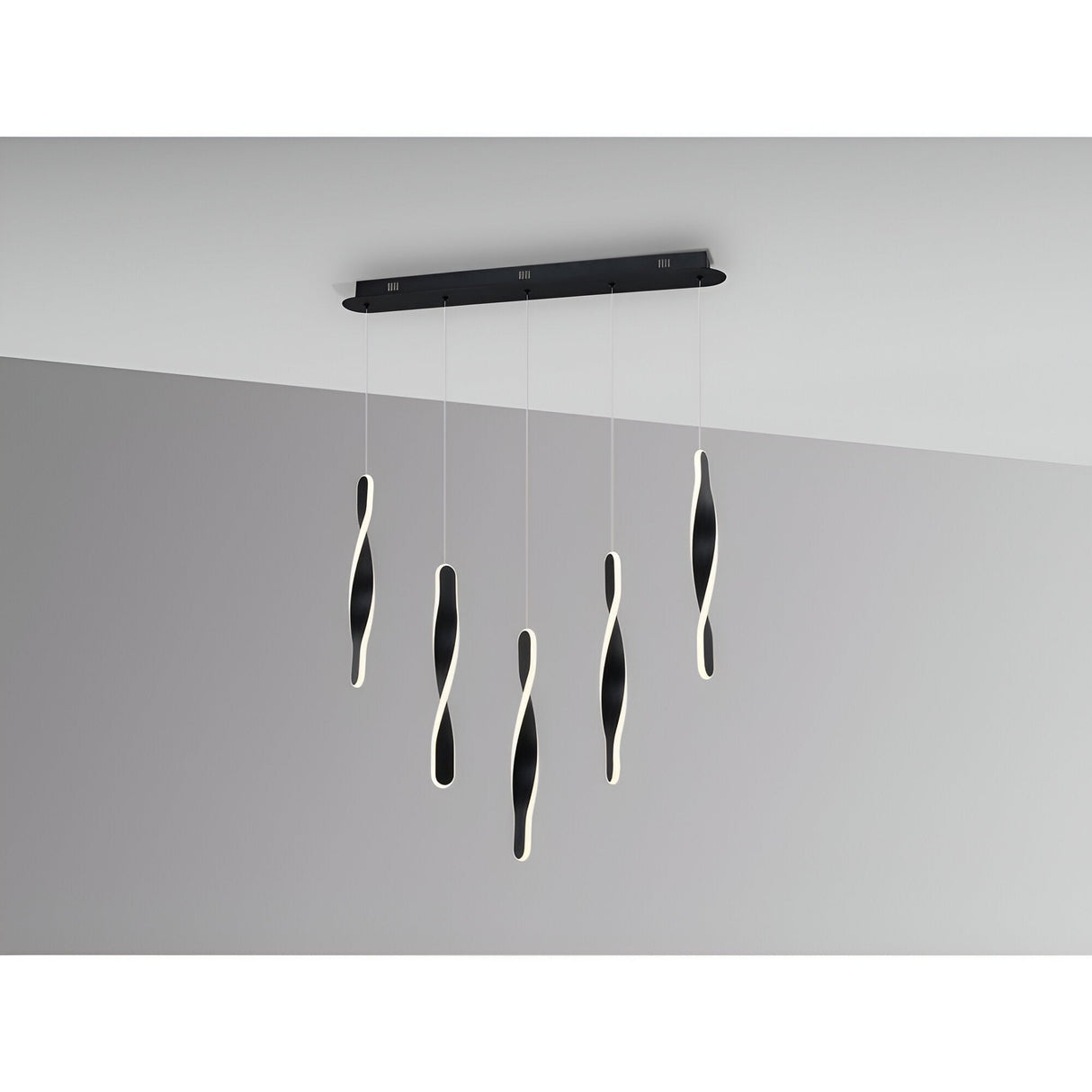 Twist 5 Light Dimmable LED Bar Pendant 50W 3000K - Black