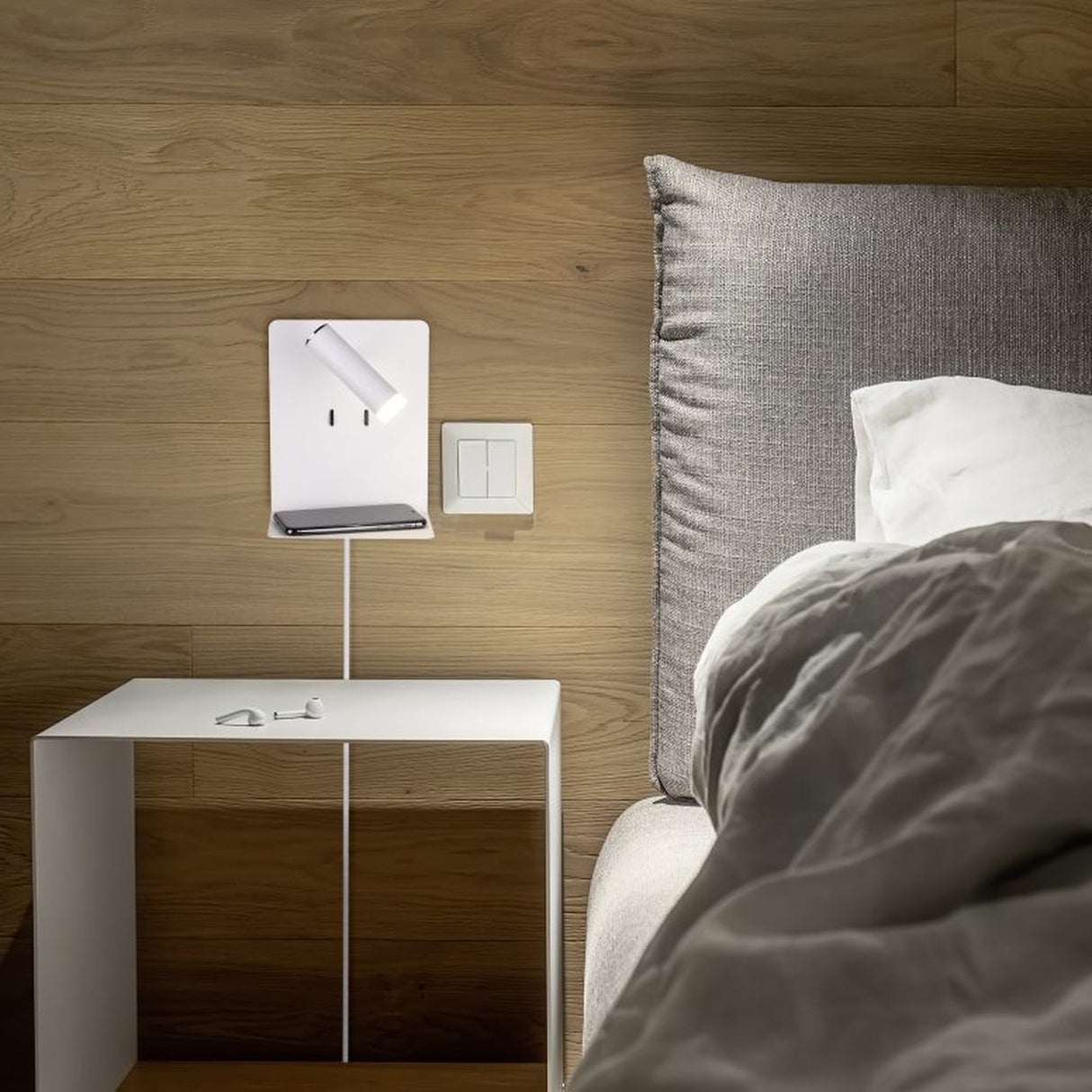 Element 2 Light LED USB Wall Light – Matt White