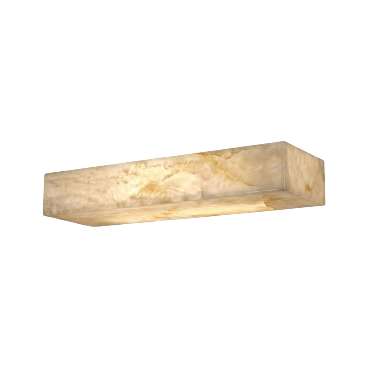 The Caelith LED Small Alabaster Shelf With Light – Soft White is a rectangular, wall-mounted shelf featuring a marbled beige translucent surface that softly glows, adding elegant ambient lighting to your space.