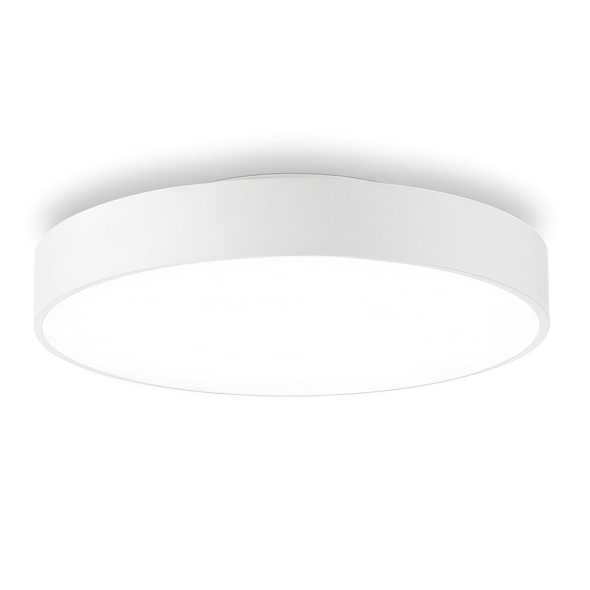 The Bright LED Flush Ceiling Light - 3000K, White, 35cm features a circular design and a smooth finish. Constructed from aluminium, it emits a bright, even glow and integrates effortlessly into a white ceiling for a modern look.