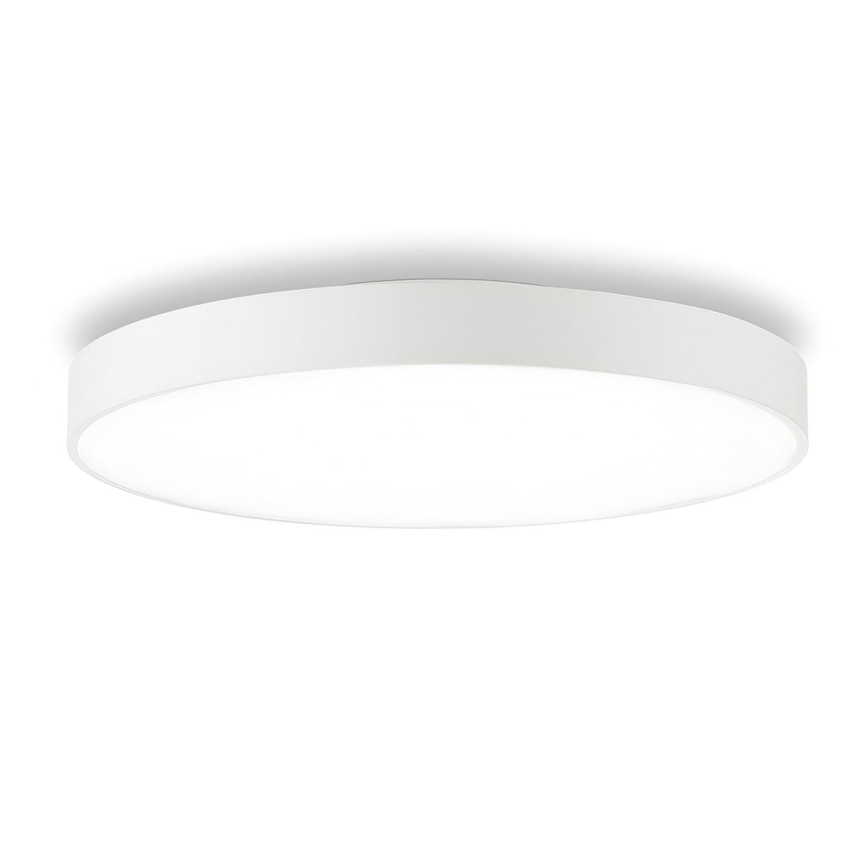 The Bright LED Flush Ceiling Light - 3000K, White, 60cm is a round, modern fixture with a sleek and minimalist design. Constructed with aluminum and featuring a white frame, it emits a bright, even glow that is perfect for efficient energy management in both home and office environments.