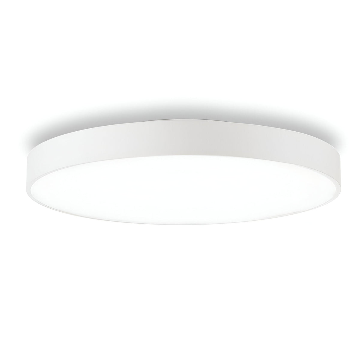 The Bright LED Flush Ceiling Light - 4000K, White, 60cm is a round ceiling light with a sleek and modern design. It boasts a smooth white surface and an energy-efficient glow, making it ideal for contemporary interiors.