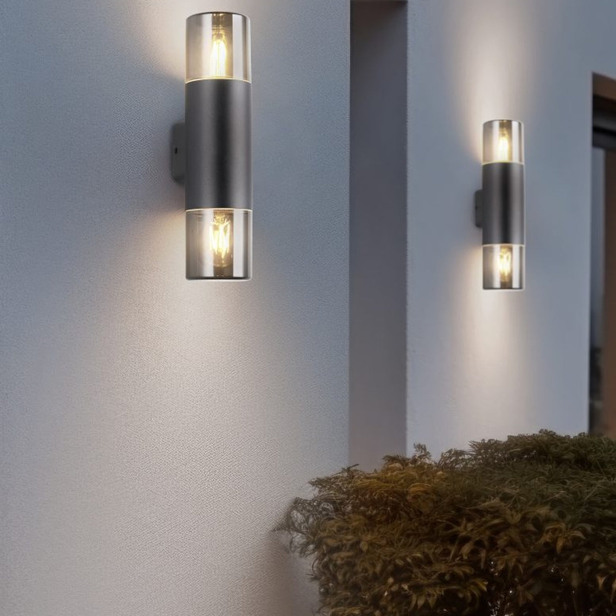 Hoosic 2 Light Up Down Outdoor Wall Light – Matt Black