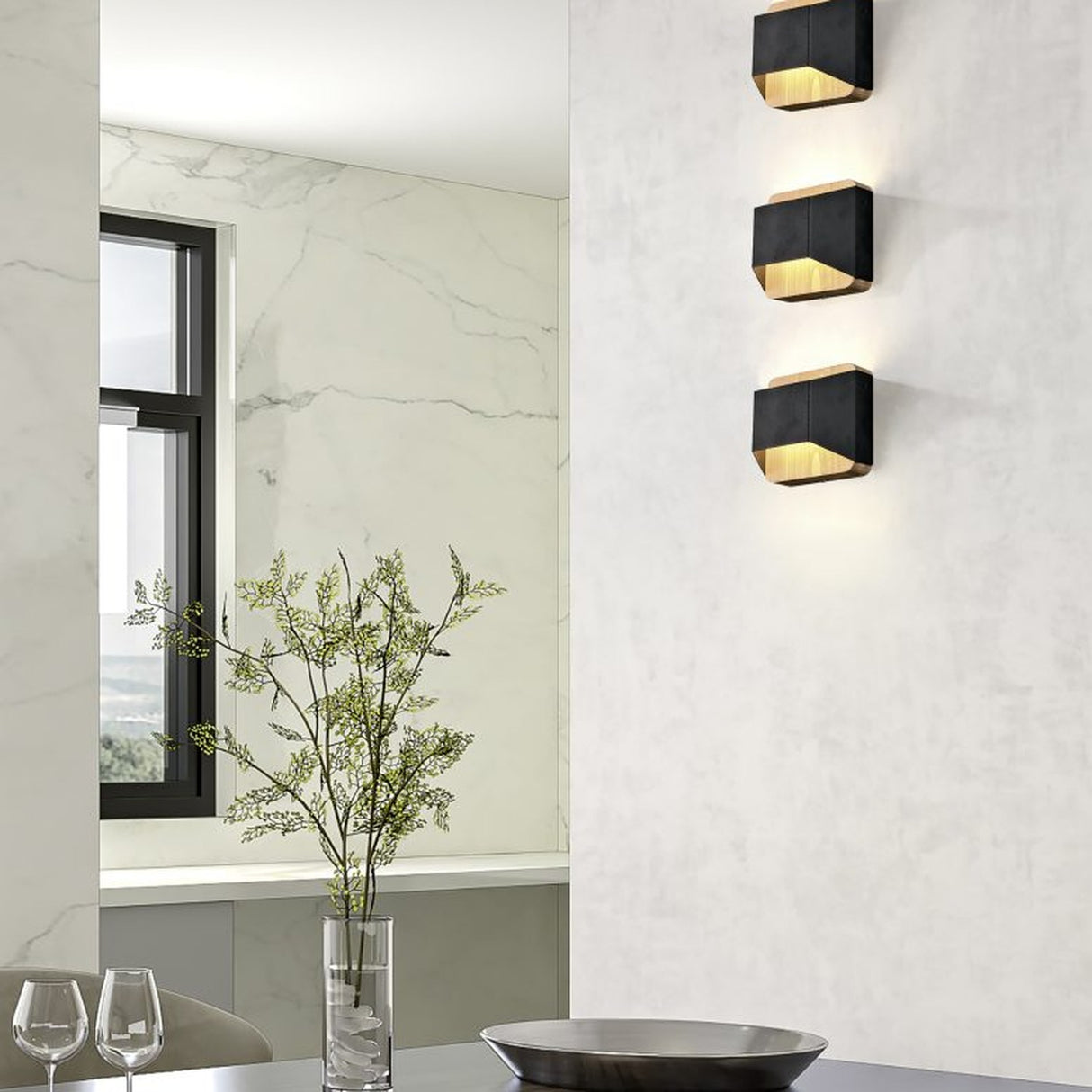 Arino LED Up Down Square Wall Light – Matt Black