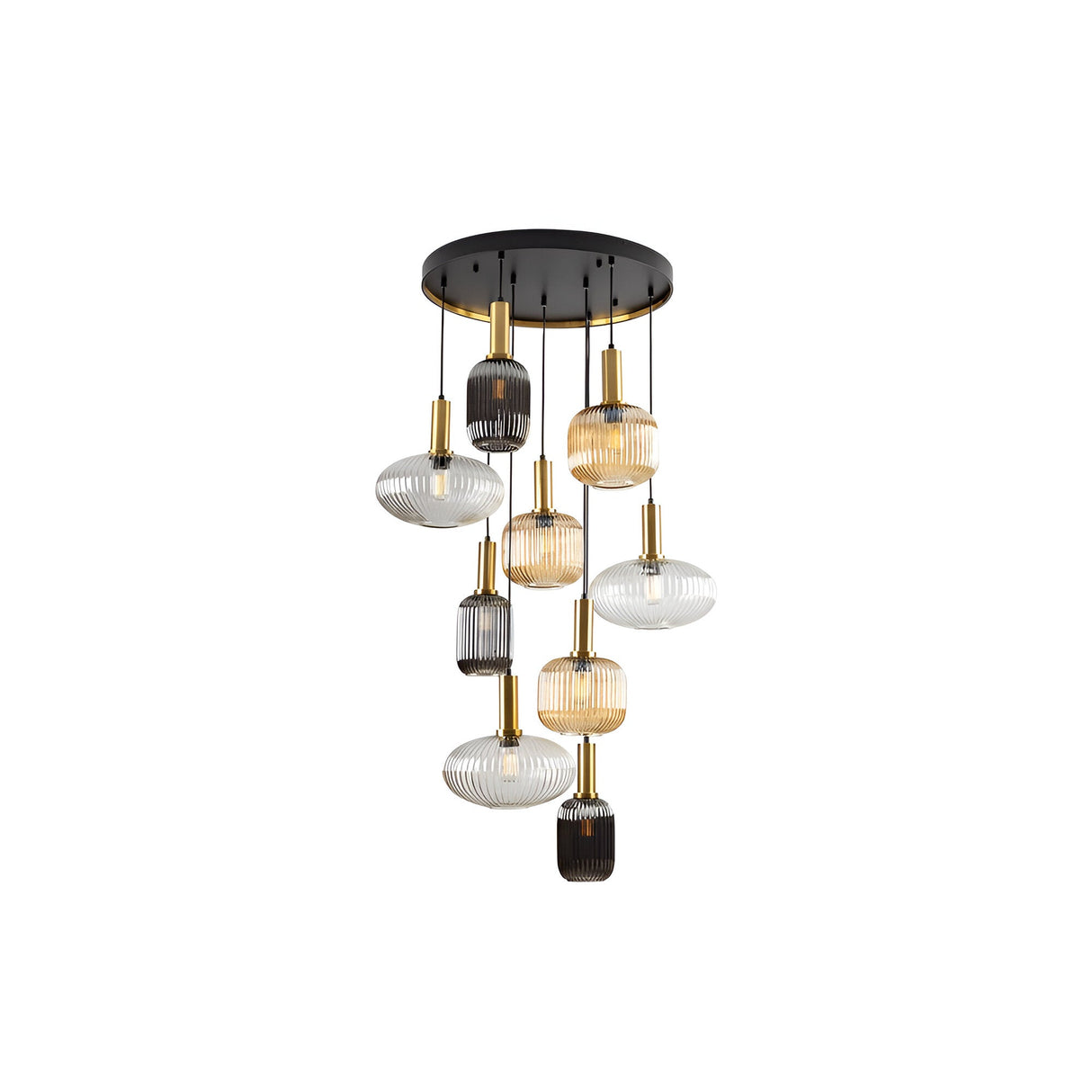 Norma 9 Light Large Glass Cluster Pendant Light - Multicoloured