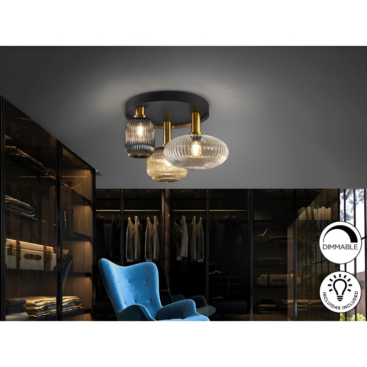 Norma 3 Light Glass Semi-Flush - Multicoloured