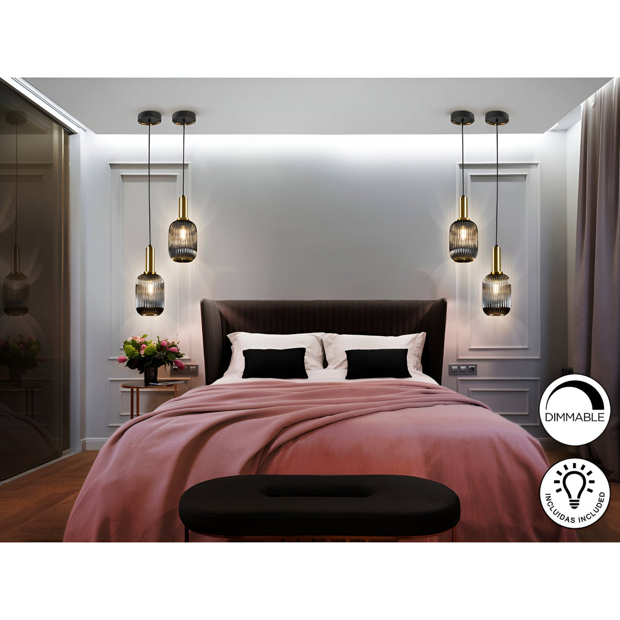 Norma 1 Light Glass Pendant - Smoked Black