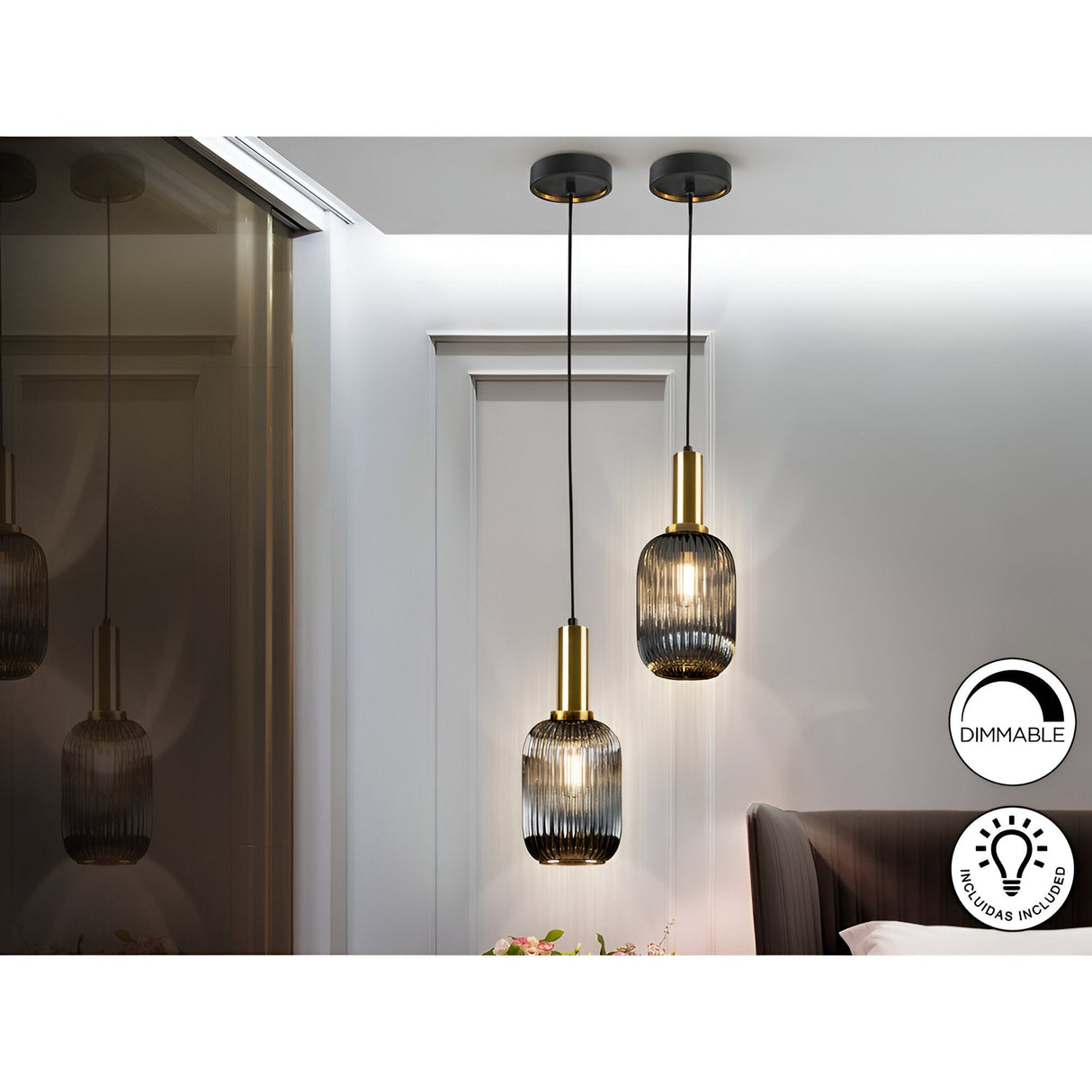 Norma 1 Light Glass Pendant - Smoked Black