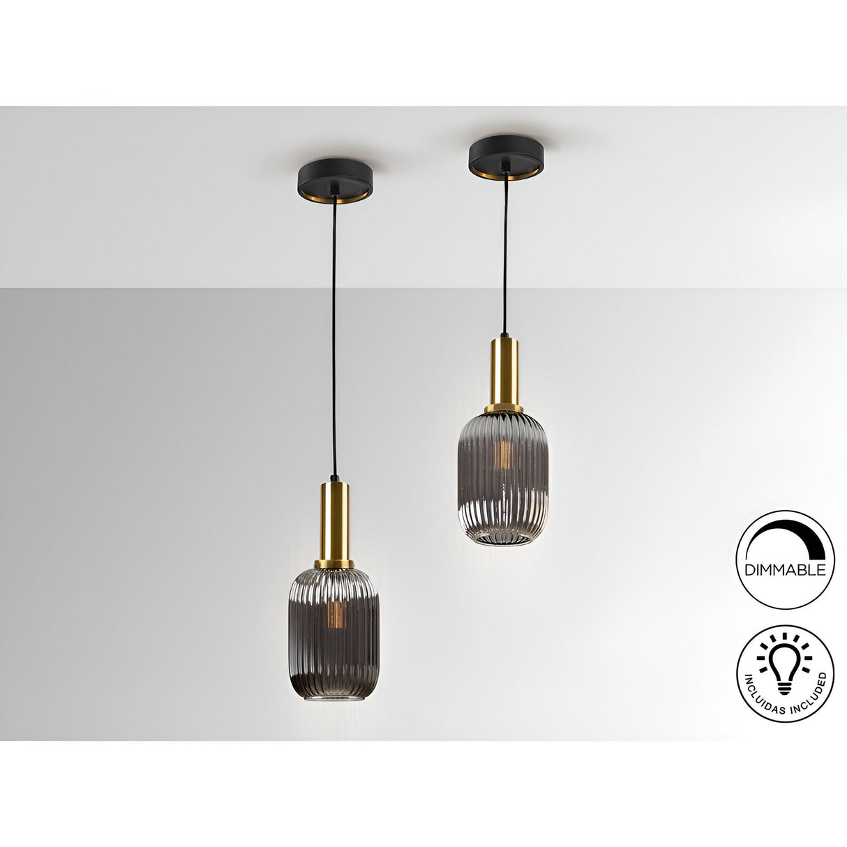 Norma 1 Light Glass Pendant - Smoked Black