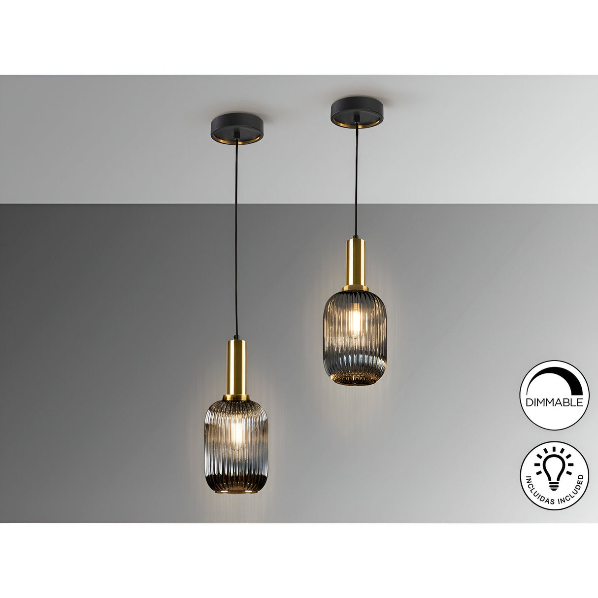 Norma 1 Light Glass Pendant - Smoked Black