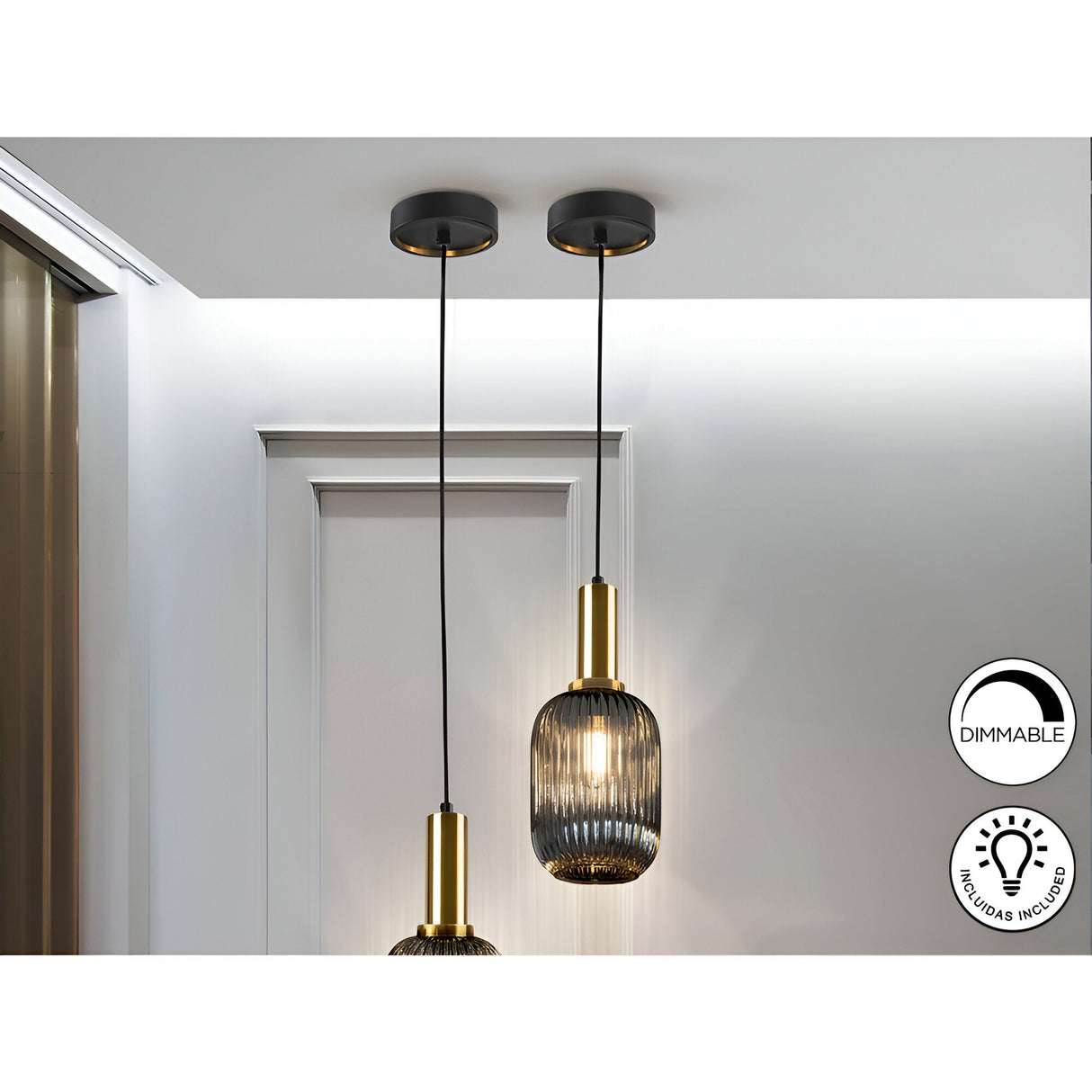 Norma 1 Light Glass Pendant - Smoked Black