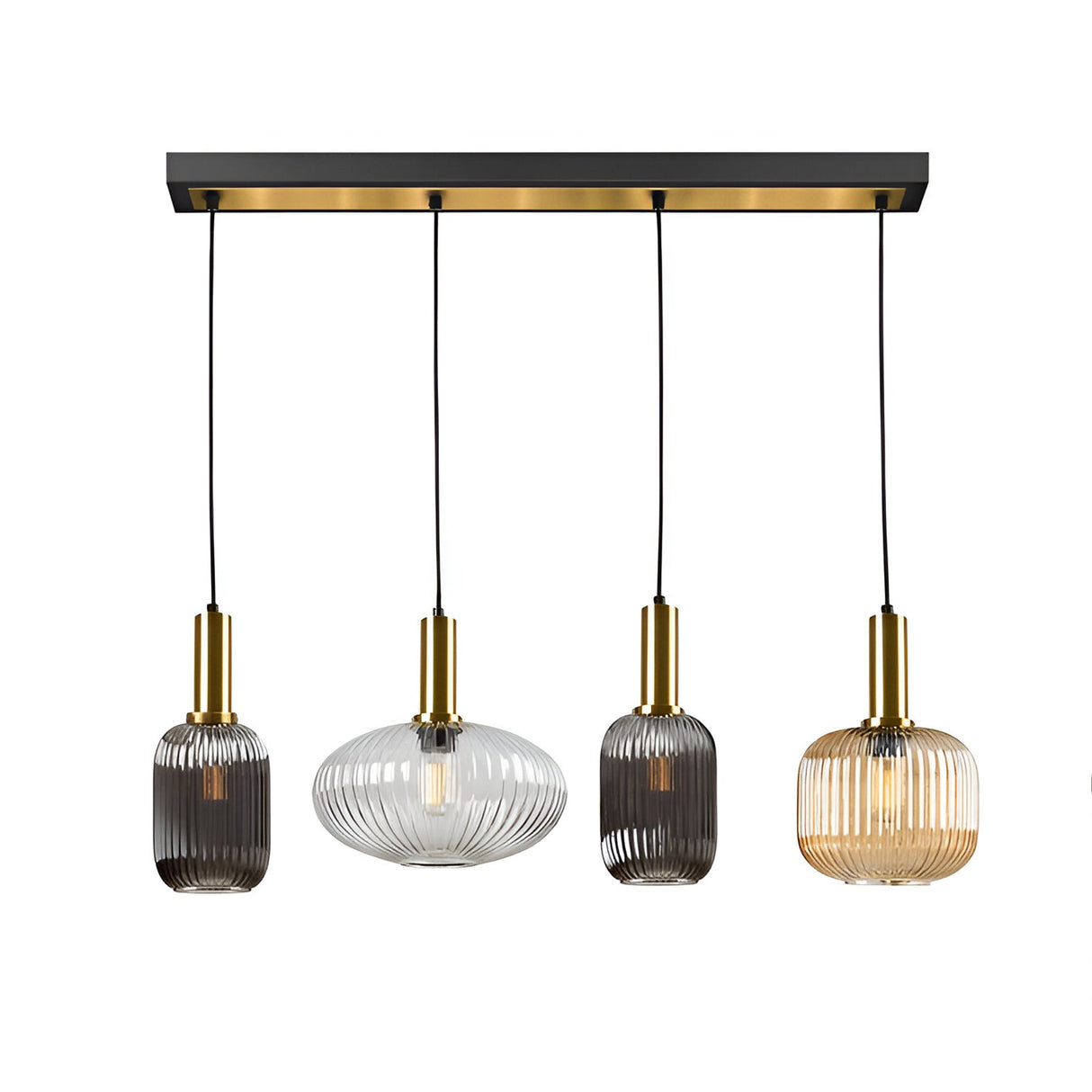 Norma 4 Light LED Glass Bar Pendant 20W 3000K - Multicoloured