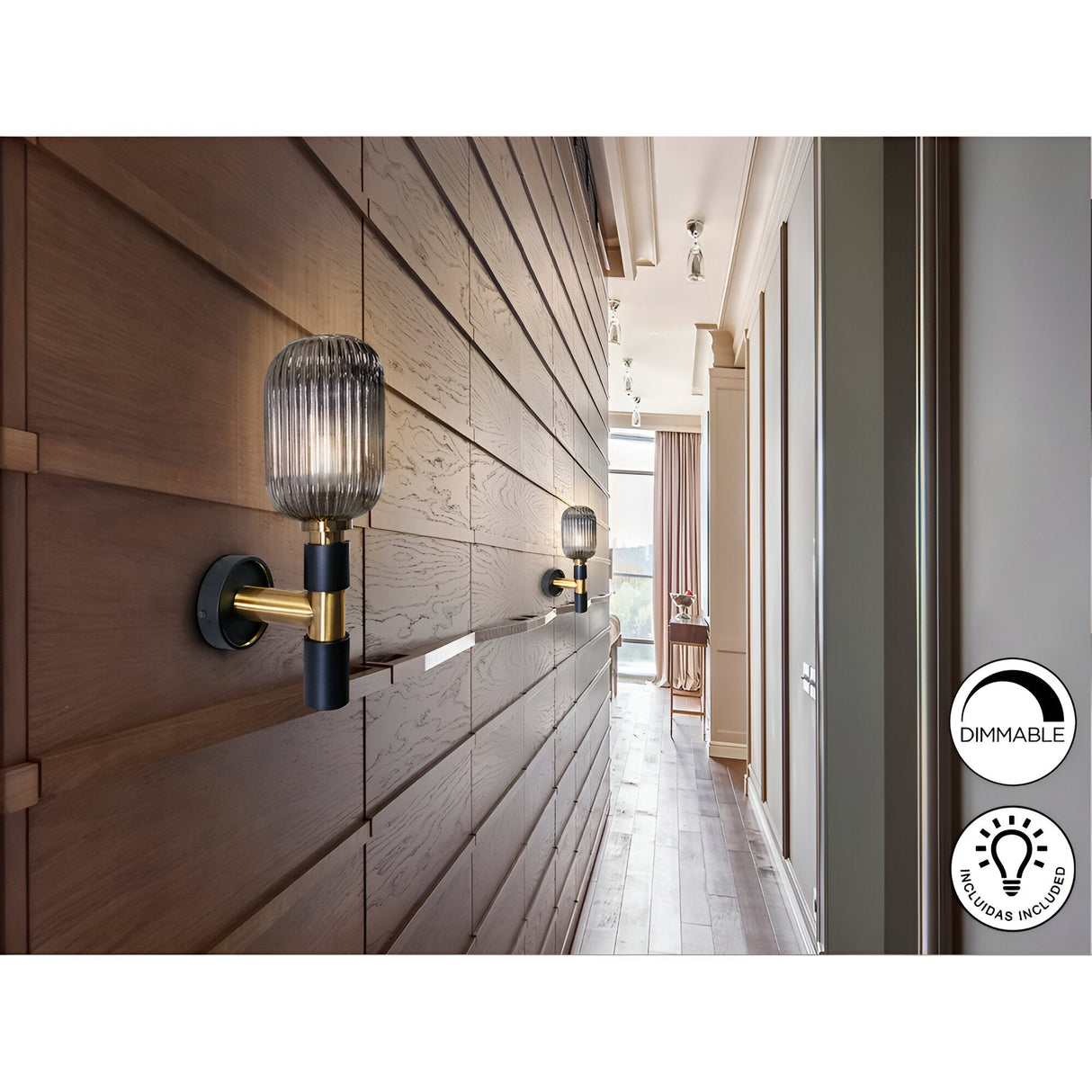 Norma Glass Wall Light - Smoked Black