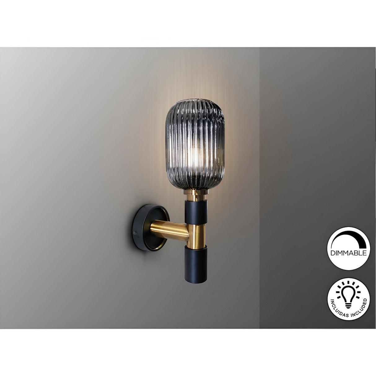 Norma Glass Wall Light - Smoked Black