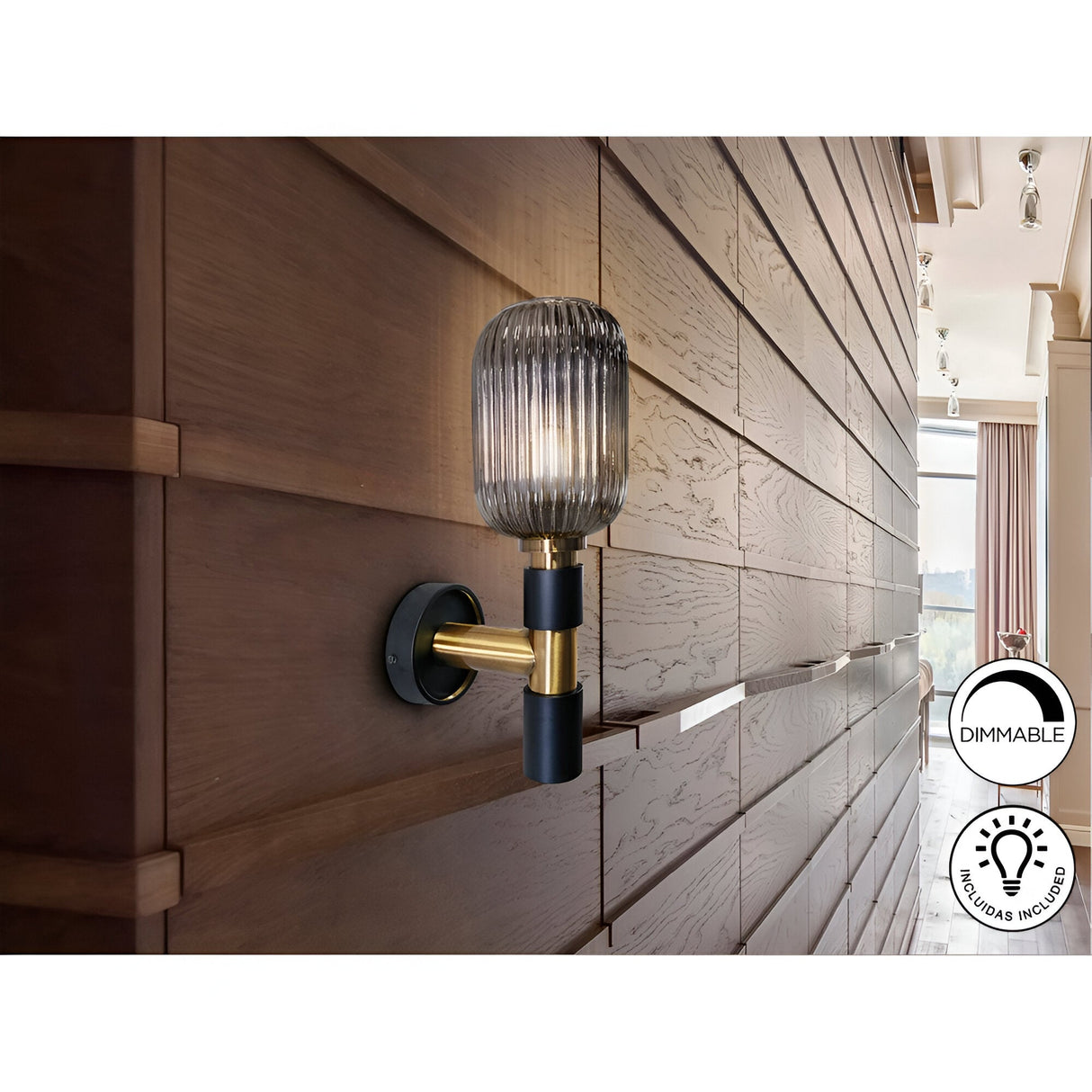 Norma Glass Wall Light - Smoked Black