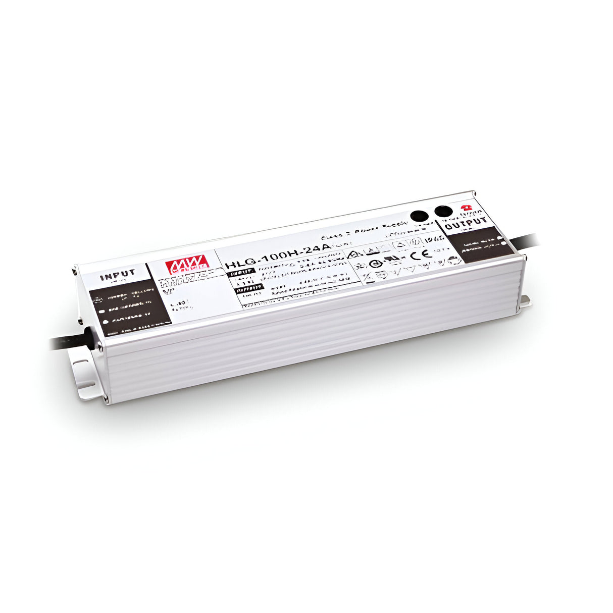 Introducing the Blazewood Constant Voltage LED Driver, a rectangular device with an IP67 rating. This 185W, 24V model features both constant voltage output and input labels, encased in a sturdy metallic enclosure. Its surface details all the technical specifications, ensuring reliable performance even in challenging environments.