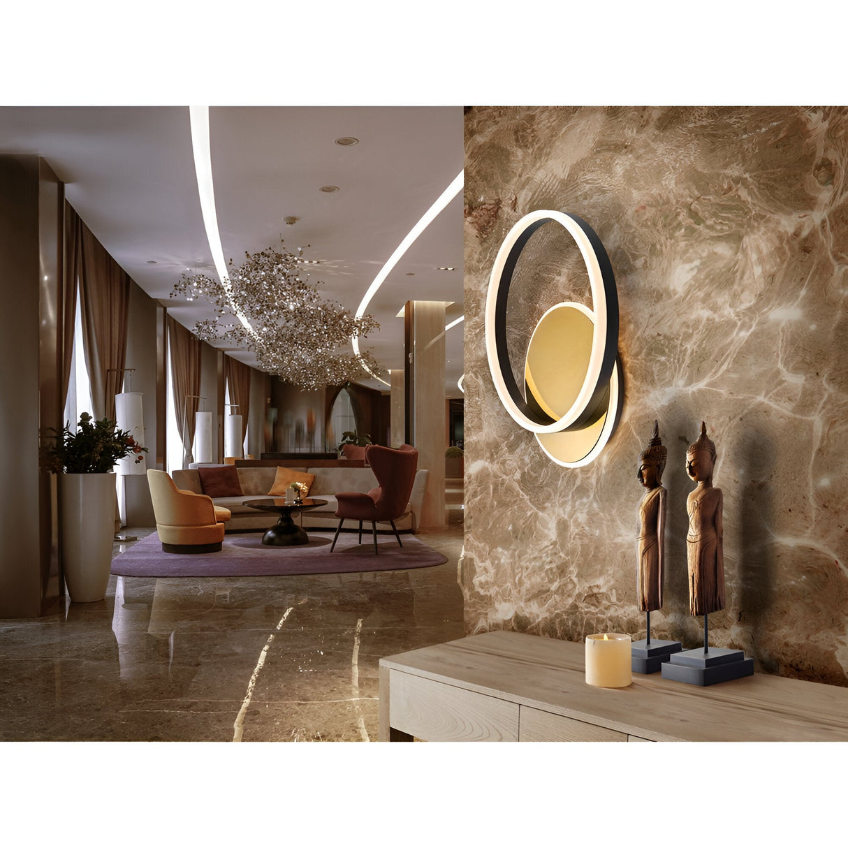 Oriel LED Wall/Flush Ceiling Light 38W 3000K - Gold/Black