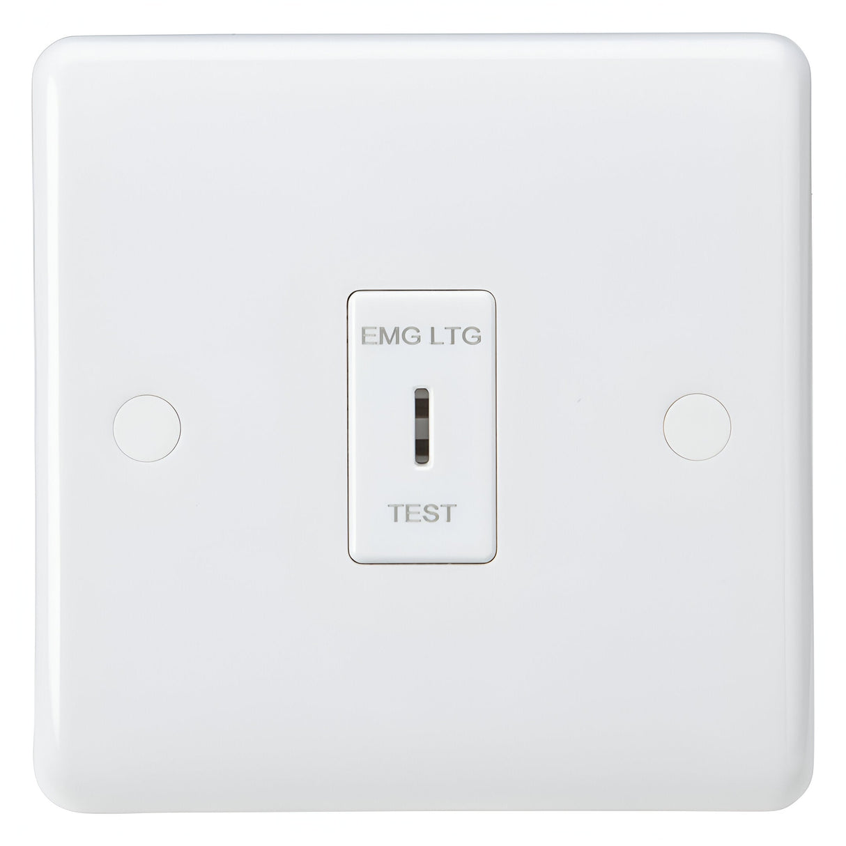 10AX 1 Gang DP Key Switch "EMG LTG TEST" - White (Rounded Edge)