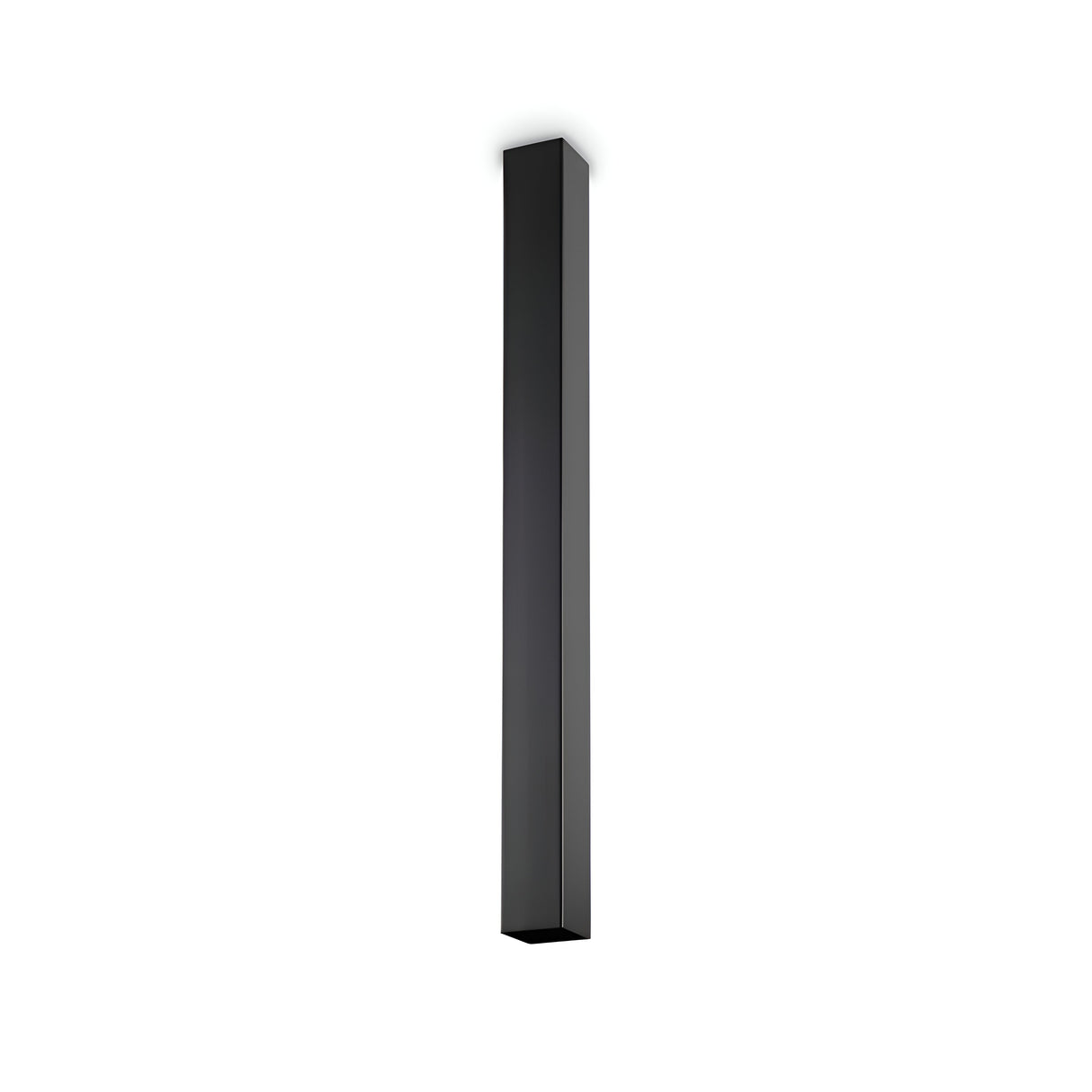 The Emberlux Ceiling Light - Black, 75cm, stands tall as a matte black rectangular column against a plain white background, exuding an elegant contrast.