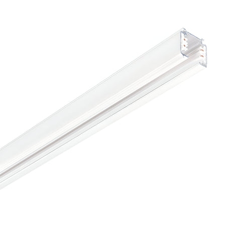 Close-up of the Brillia-2 3-Phase Trim Surface-Mounted Profile Track 1m in white, featuring a sleek and modern design with clean lines. The transparent cover reveals LED bulbs inside, making it ideal for interior lighting. Its surface-mounted profile allows for custom lighting configurations.